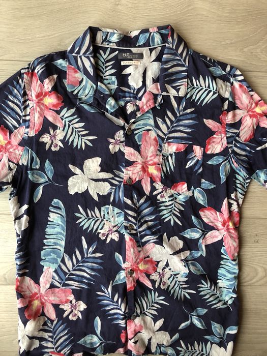 Mango Navy Hawaiian Aloha Camp Collar Cotton Floral Shirt | Grailed