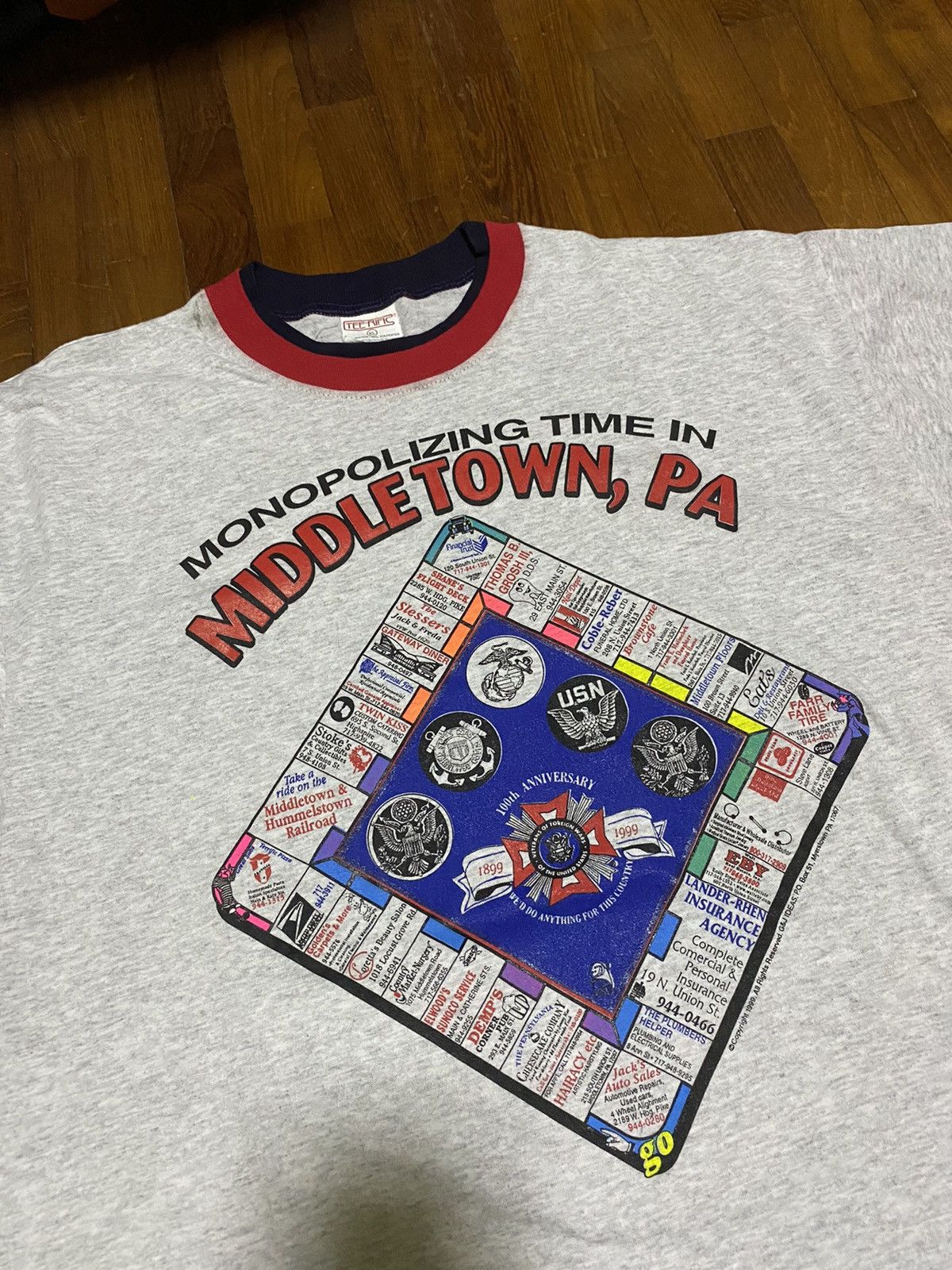 Vintage Vintage ‘99 Veterans Association Monopoly Game Double Tee Size US XL / EU 56 / 4 - 1 Thumbnail