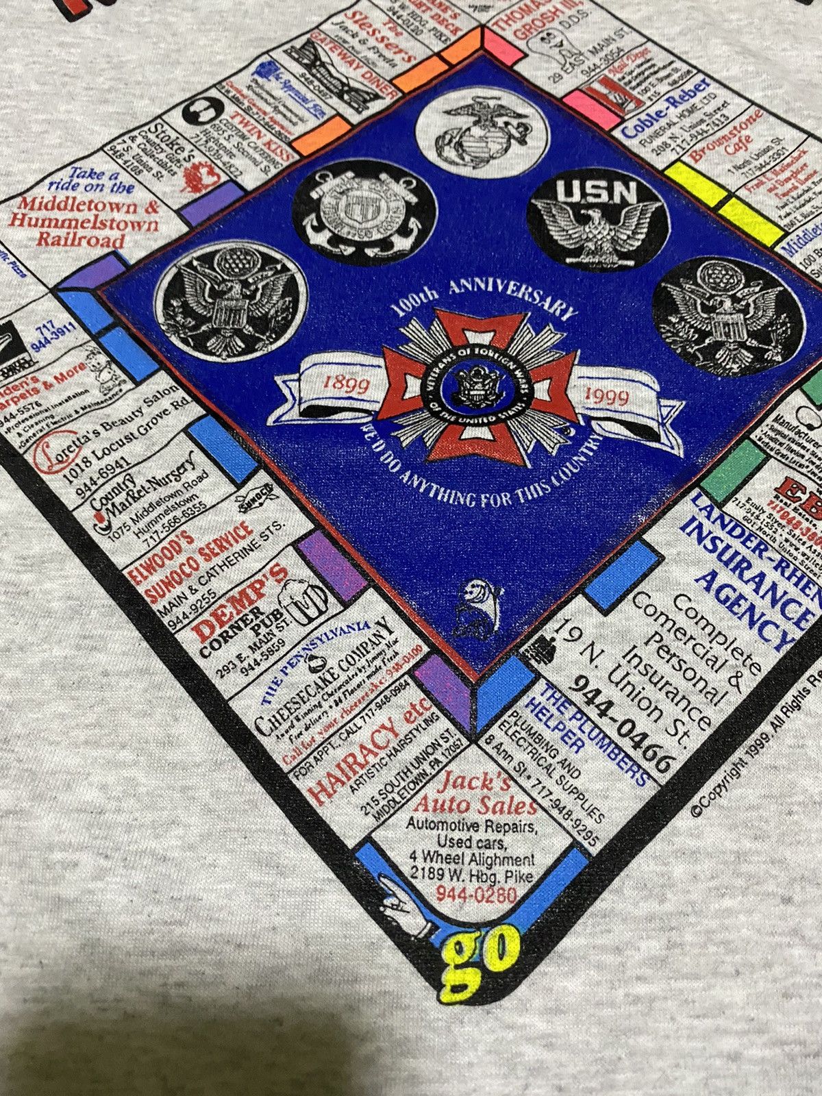 Vintage Vintage ‘99 Veterans Association Monopoly Game Double Tee Size US XL / EU 56 / 4 - 6 Thumbnail