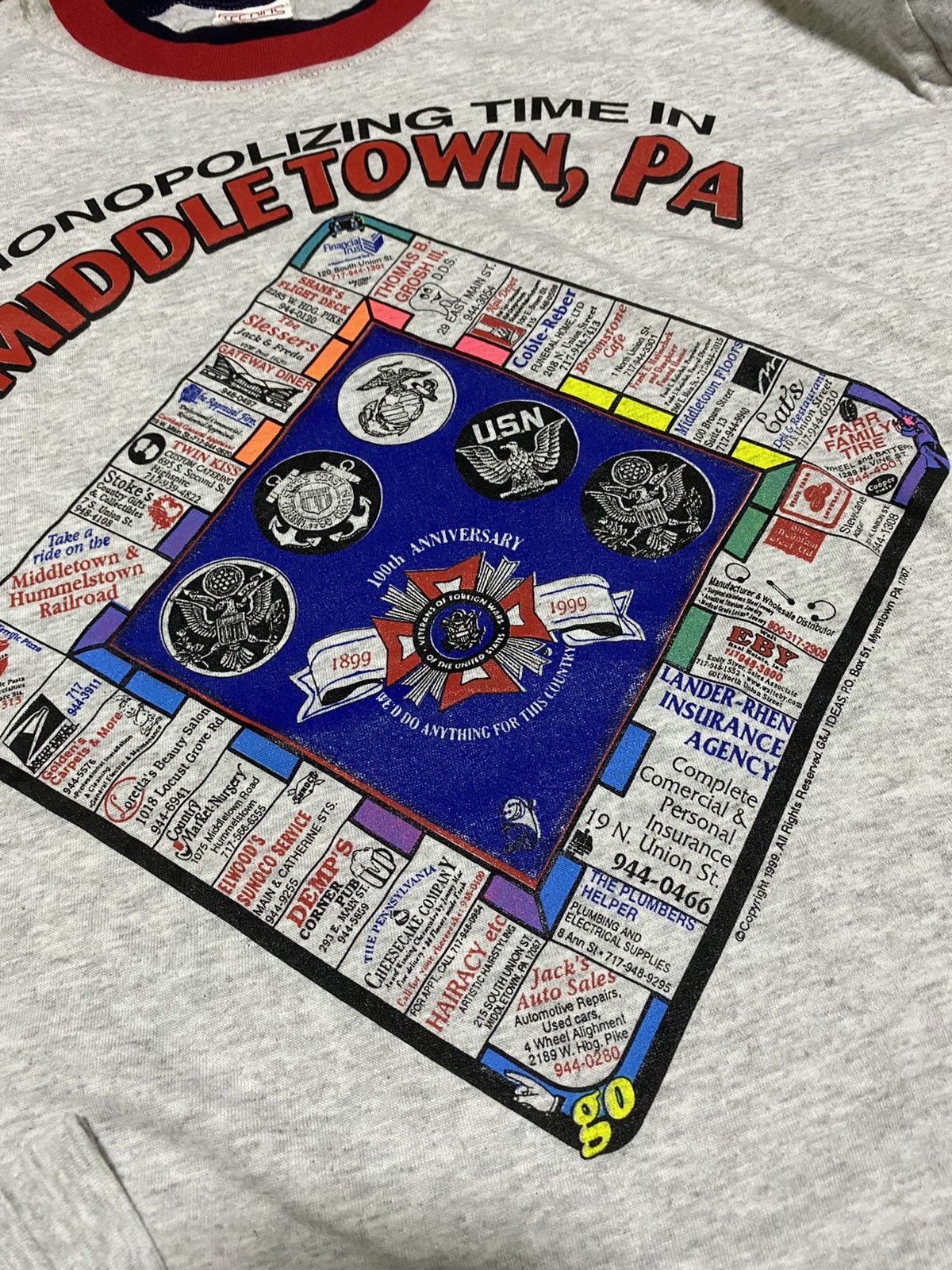 Vintage Vintage ‘99 Veterans Association Monopoly Game Double Tee Size US XL / EU 56 / 4 - 17 Thumbnail