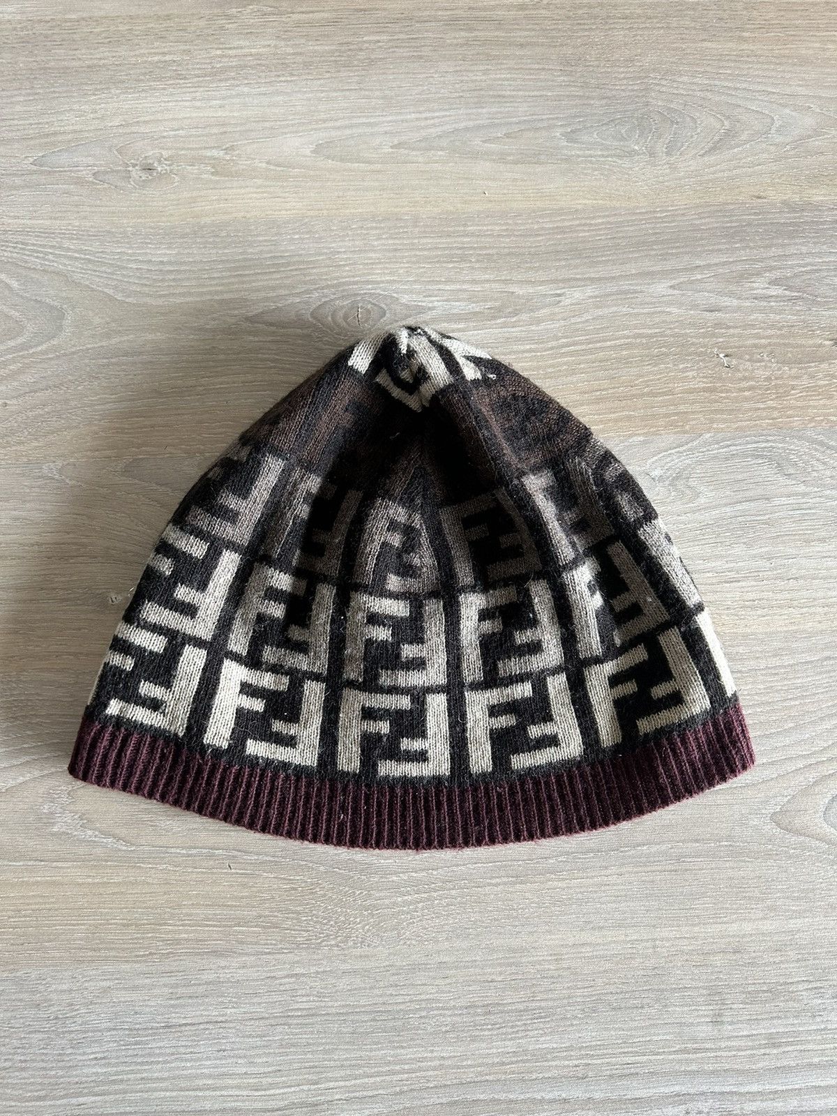 Fendi FF Zucca Monogram Wool/Cashmere Blend Beanie Size ONE SIZE - 1 Thumbnail