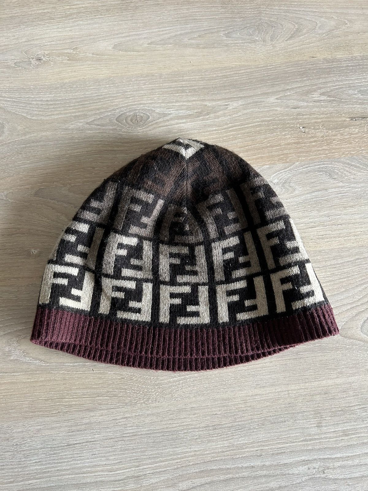 Fendi FF Zucca Monogram Wool/Cashmere Blend Beanie Size ONE SIZE - 2 Thumbnail