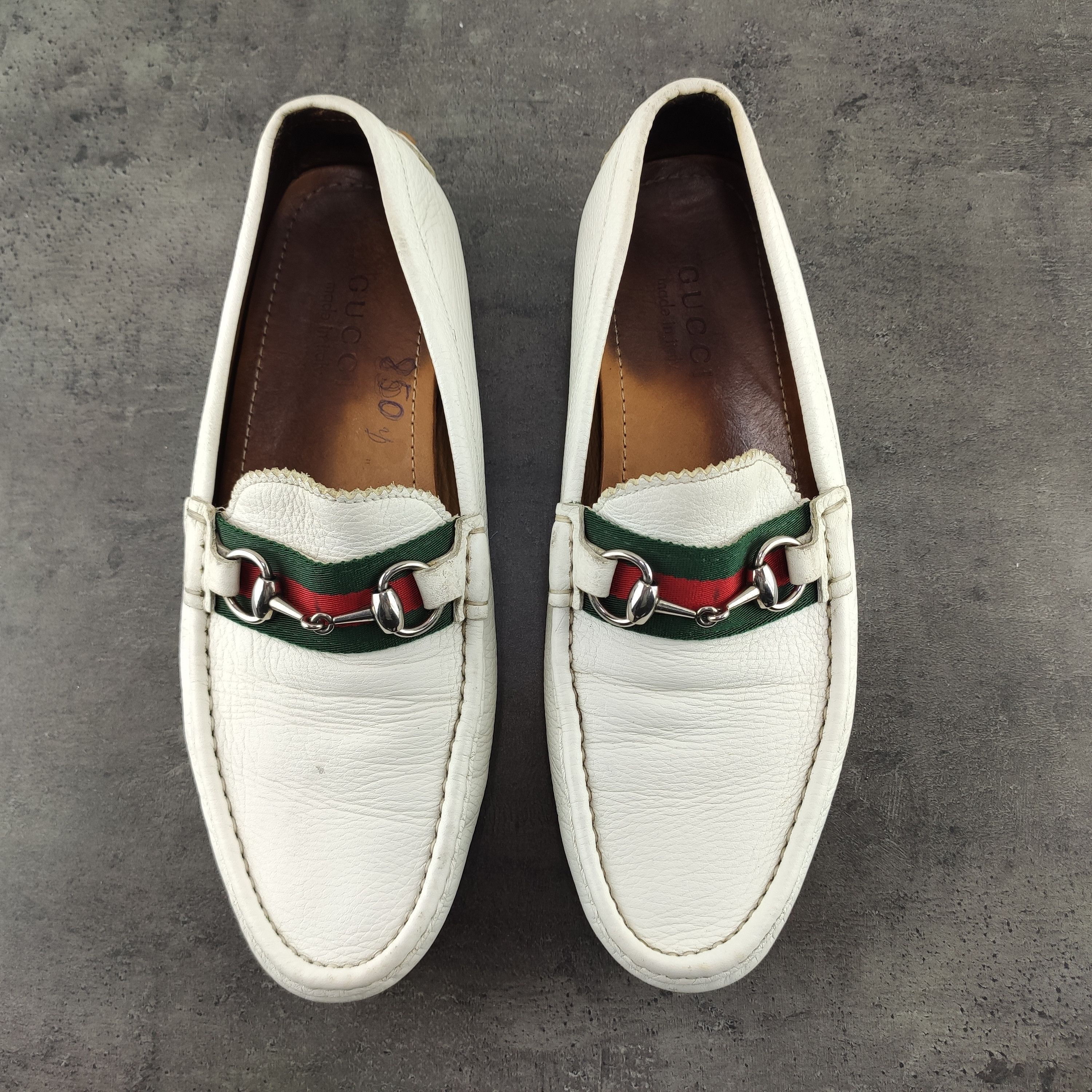 Gucci Men's Gucci Damo White Horsebit Leather Loafers Size UK 7.5 Size US 8.5 / EU 41-42 - 10 Thumbnail