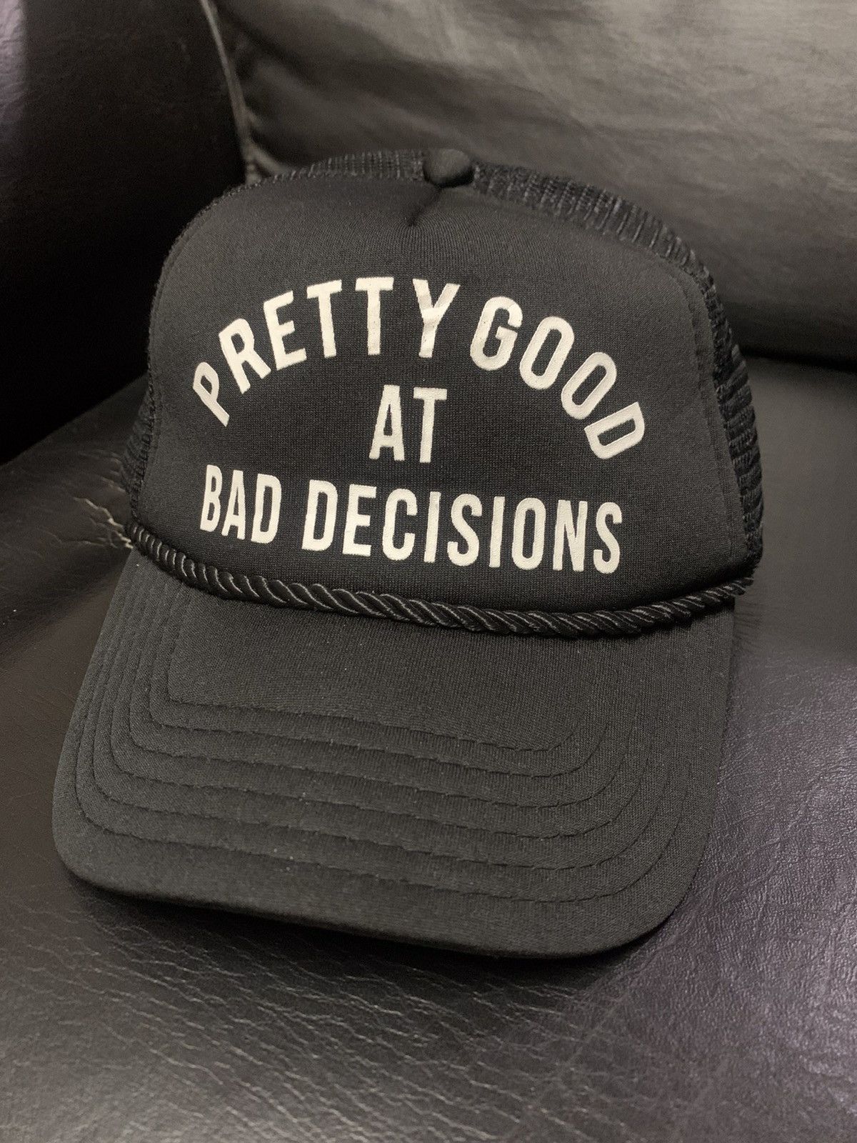 Japanese Brand × Vintage Vintage Unknown Brand Pretty Good Bad Decisions Trucker Cap Size ONE SIZE - 1 Thumbnail