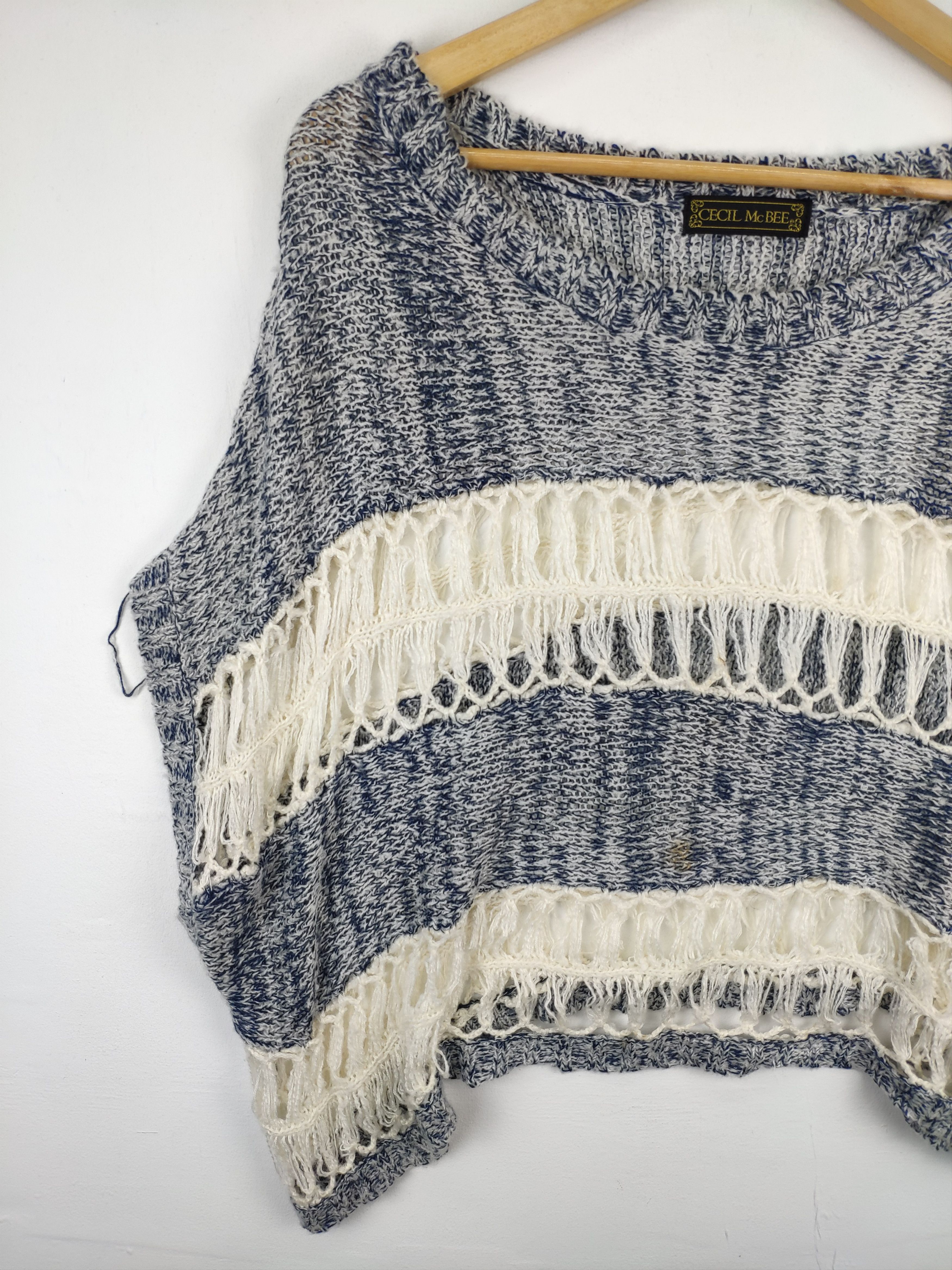 Aran Isles Knitwear × Designer Cecil Mc Bee Knit Poncho Cropped Fishnet Size M / US 6-8 / IT 42-44 - 7 Thumbnail