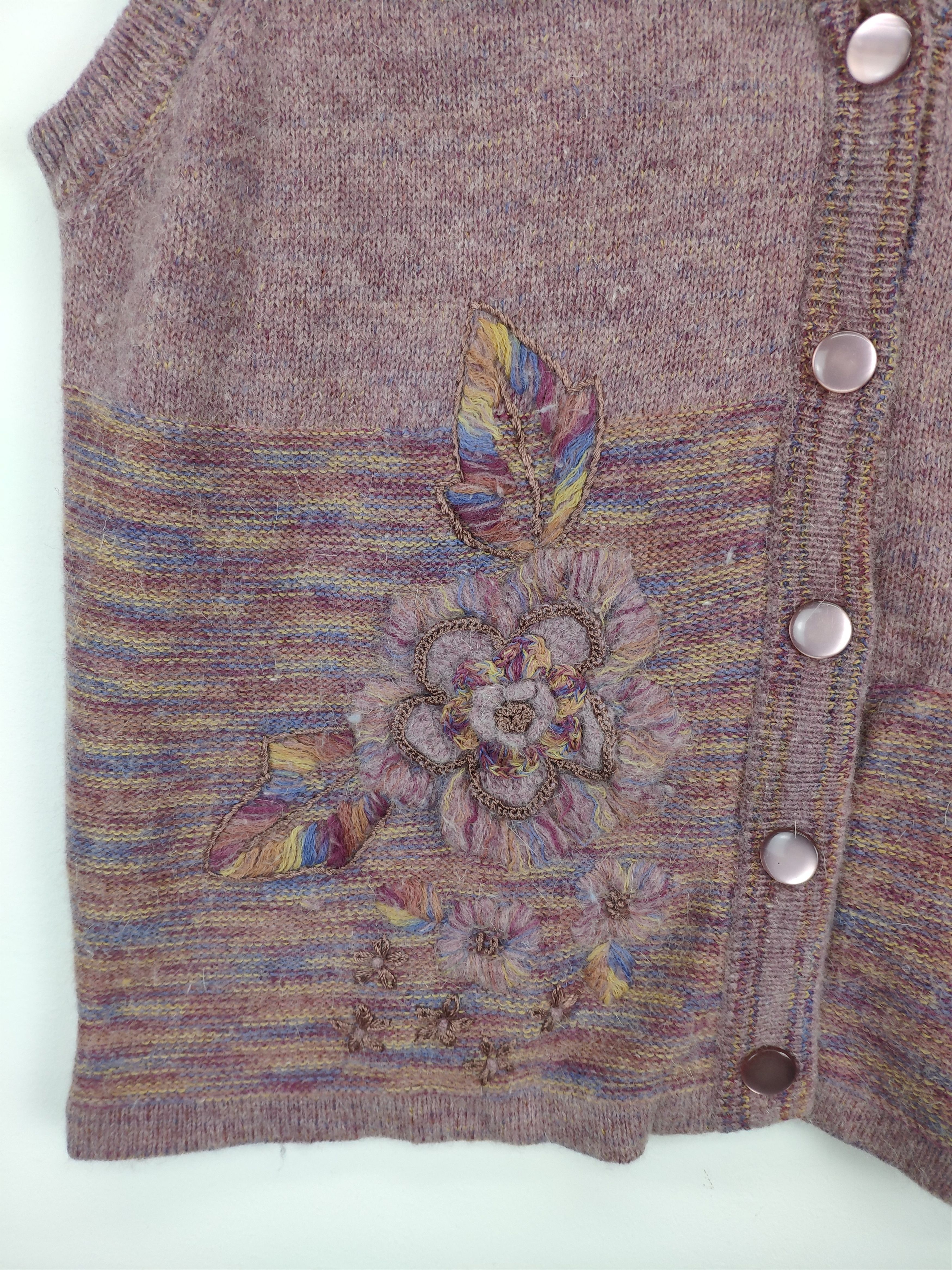 Aran Isles Knitwear × Japanese Brand Vintage Wool Knit Vest Cardigan Floral Motif Size M / US 6-8 / IT 42-44 - 5 Thumbnail