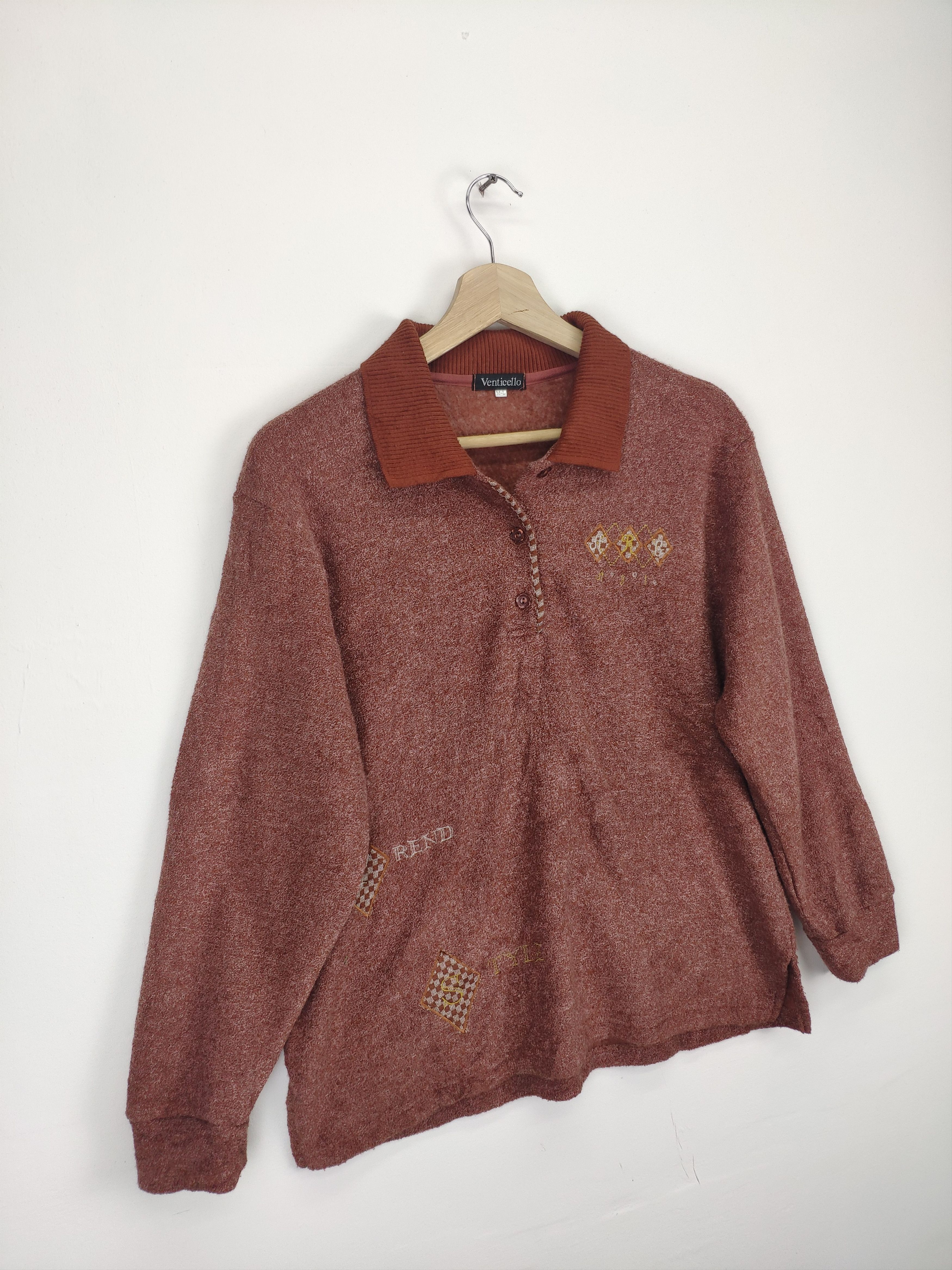Japanese Brand × Vintage Vintage Knit Polo Shirt Long Sleeve by VENTICELLO Size US M / EU 48-50 / 2 - 3 Thumbnail
