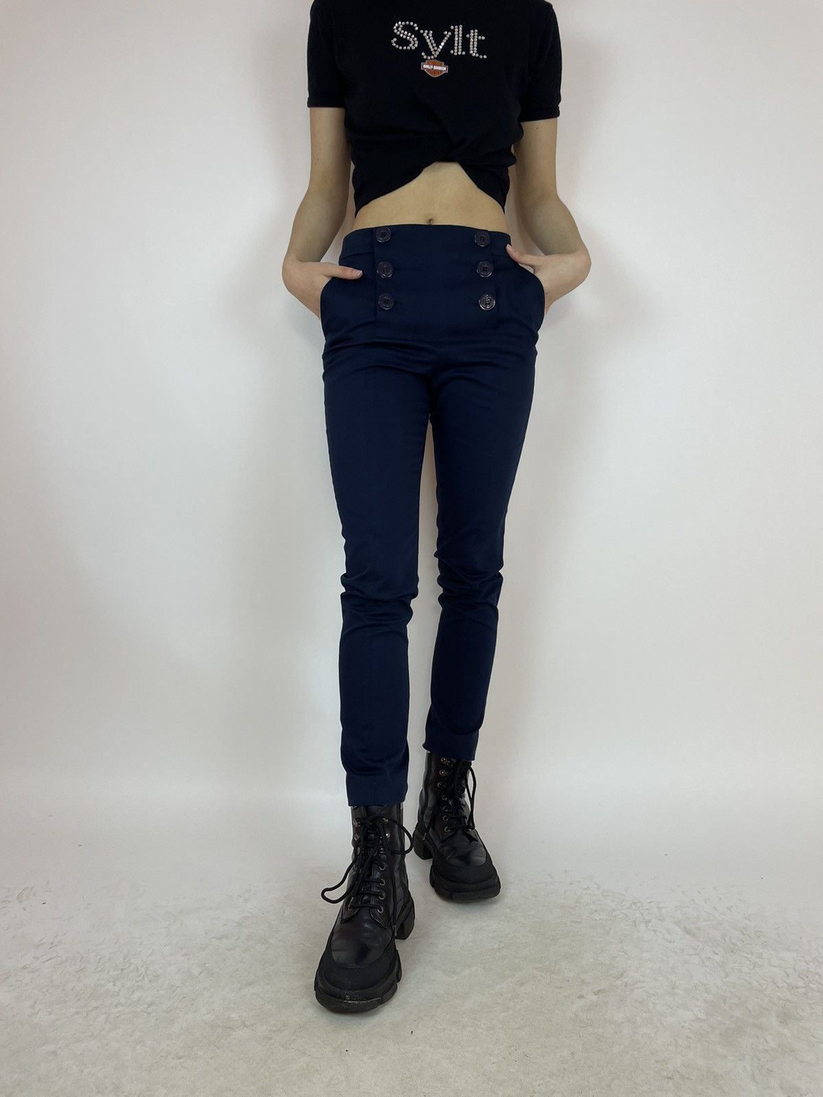 RED Valentino RED VALENTINO WOMENS BLUE cotton dress pants size 40 Size 27" / US 4 / IT 40 - 10 Thumbnail