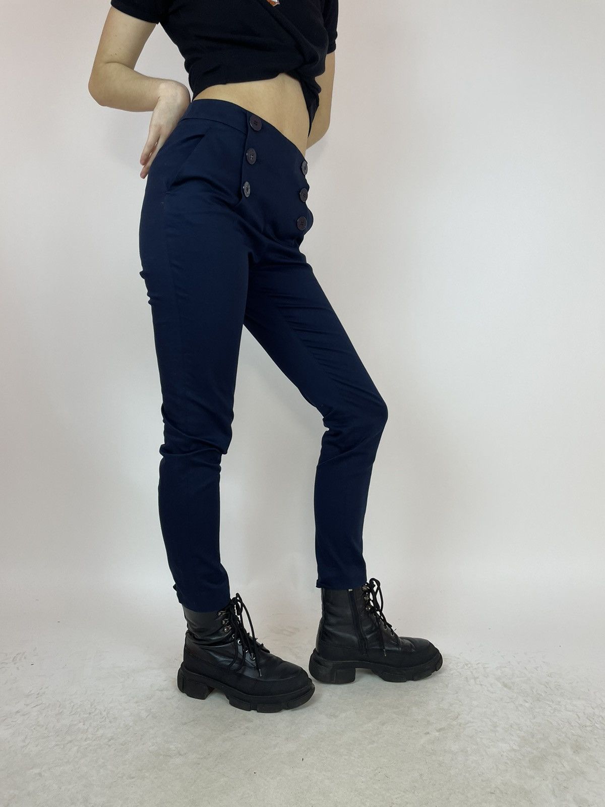 RED Valentino RED VALENTINO WOMENS BLUE cotton dress pants size 40 Size 27" / US 4 / IT 40 - 9 Thumbnail