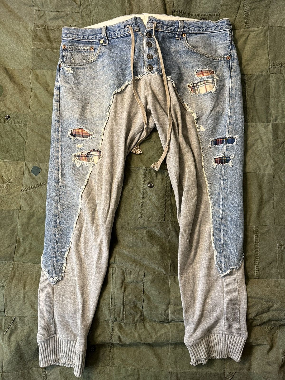 Greg Lauren Levi’s Denim / Fleece Pant Size US 35 - 1 Thumbnail