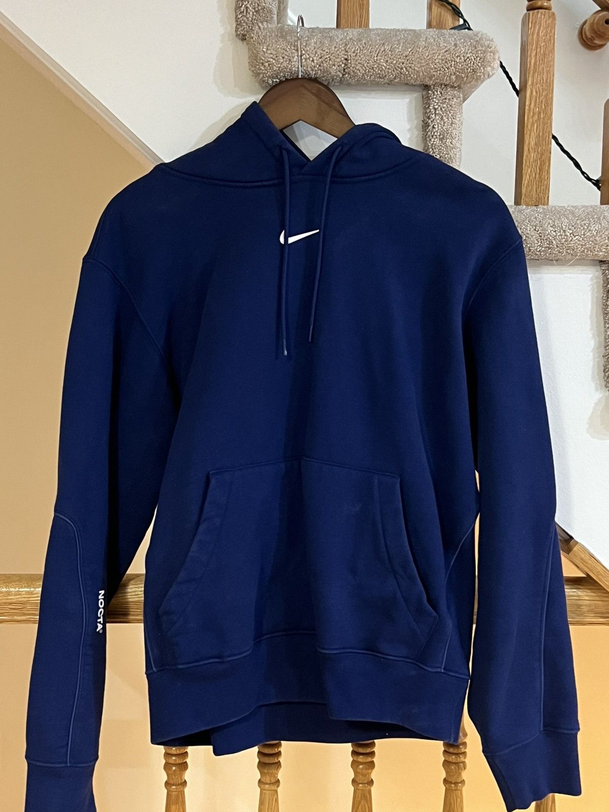 image of Nike X Drake Nocta Cardinal Stock Hoodie in Navy, Men's (Size Medium)