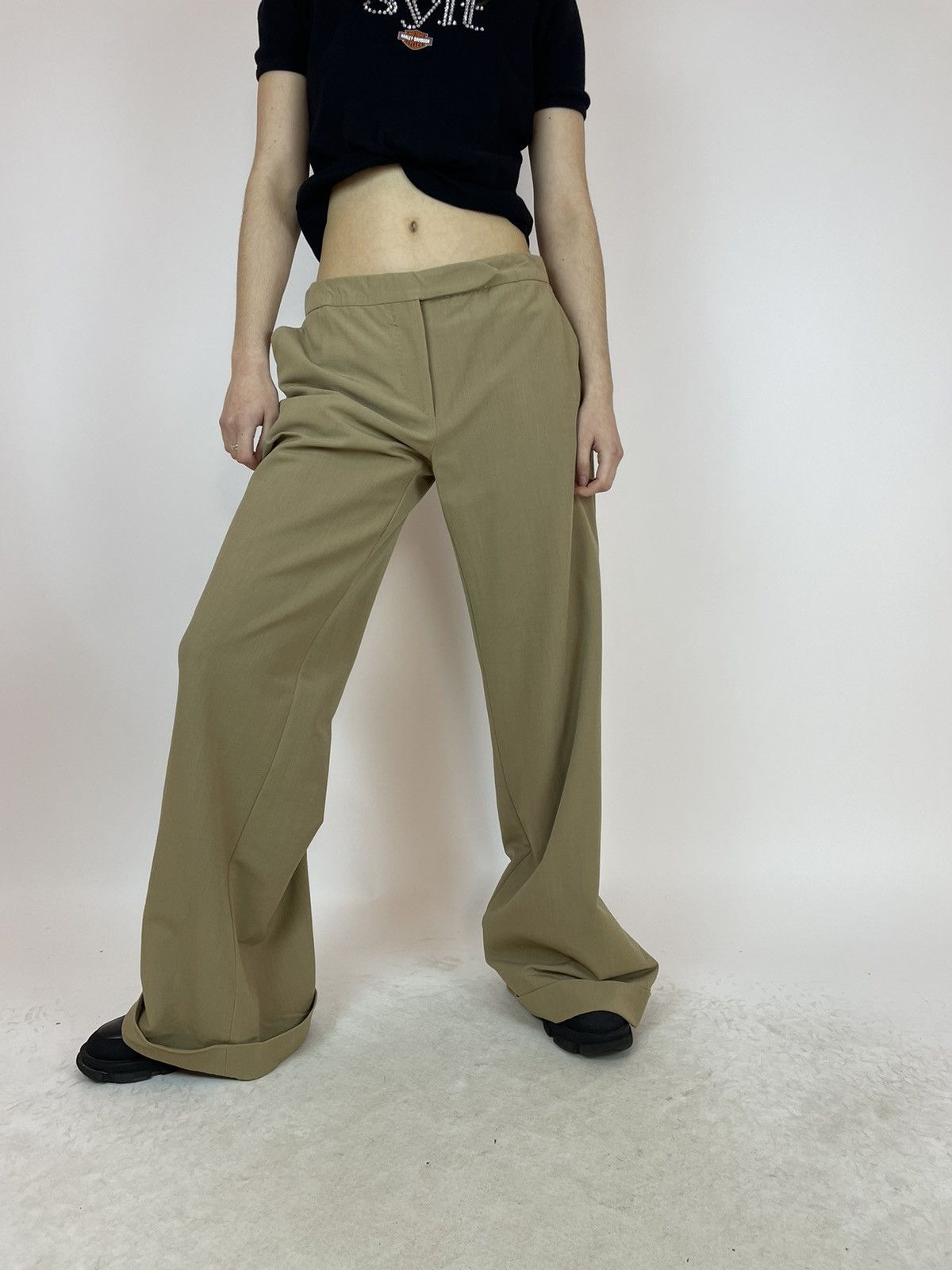 Other 6267 Womens wide legs Beige wool trousers made in Italy Size 32" / US 10 / IT 46 - 5 Thumbnail