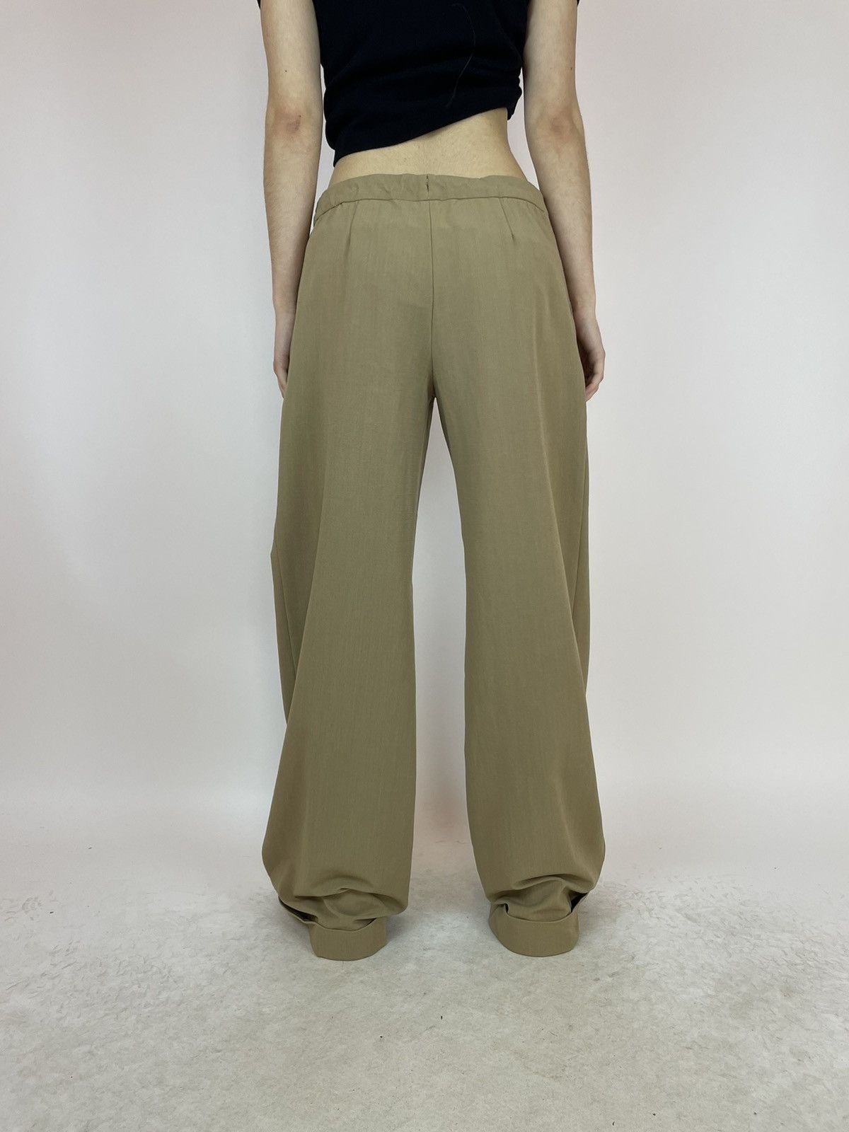 Other 6267 Womens wide legs Beige wool trousers made in Italy Size 32" / US 10 / IT 46 - 2 Thumbnail