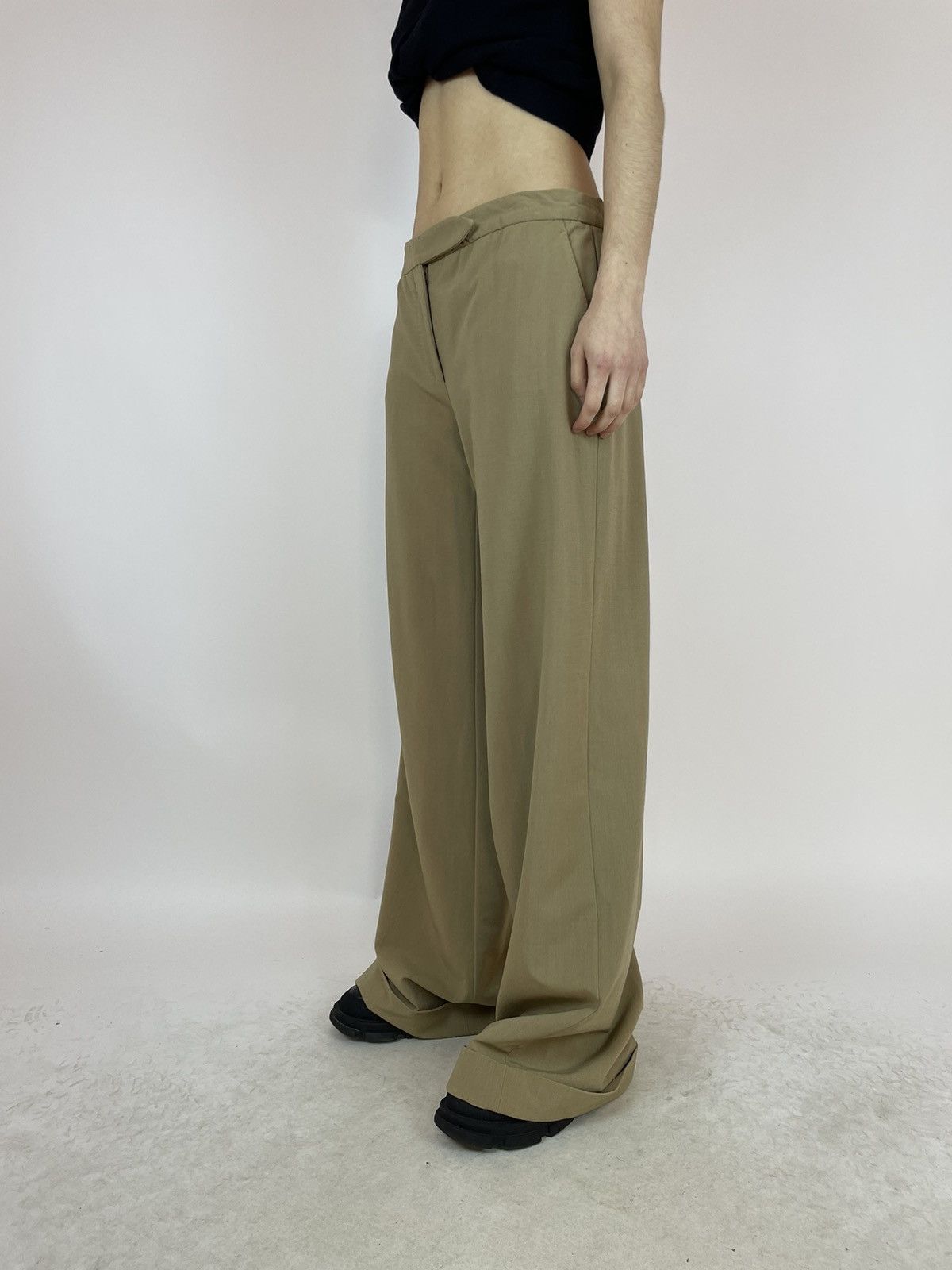 Other 6267 Womens wide legs Beige wool trousers made in Italy Size 32" / US 10 / IT 46 - 8 Thumbnail