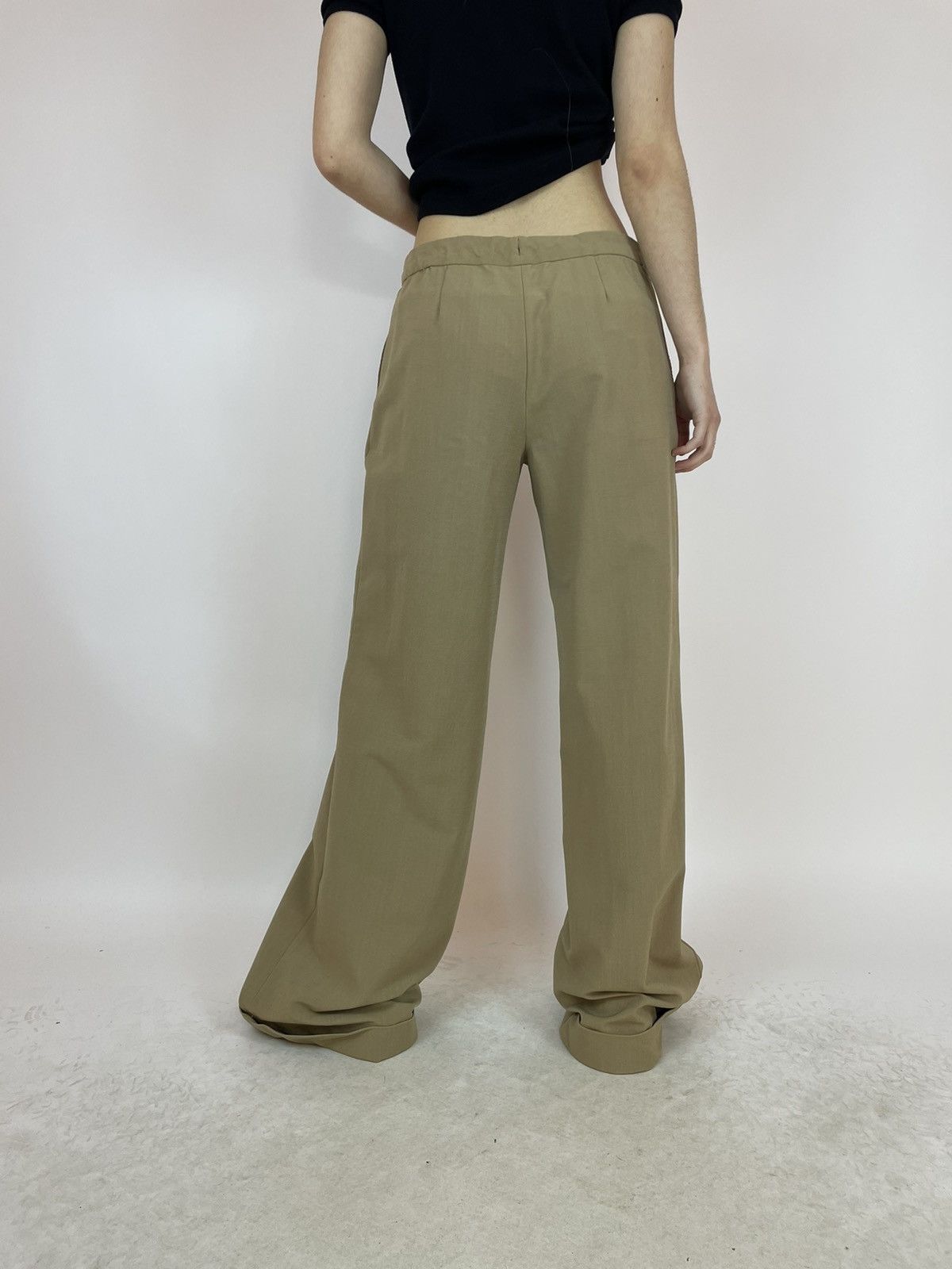 Other 6267 Womens wide legs Beige wool trousers made in Italy Size 32" / US 10 / IT 46 - 3 Thumbnail