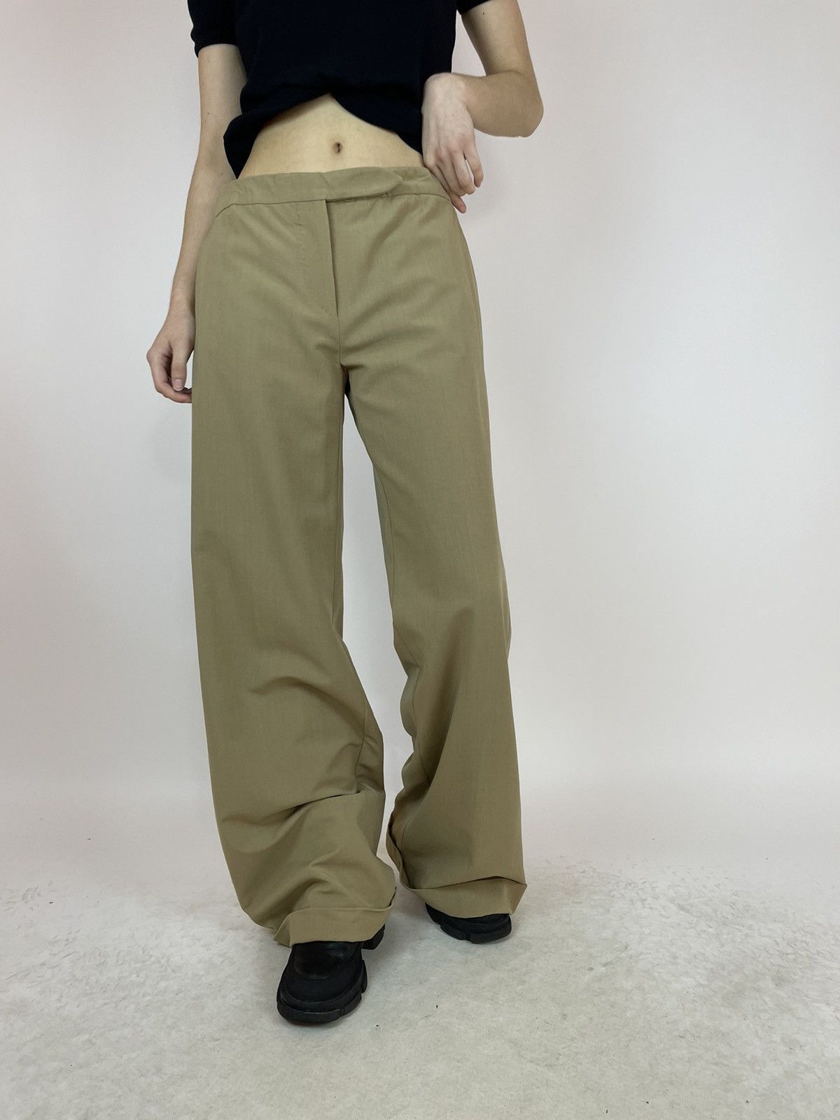 Other 6267 Womens wide legs Beige wool trousers made in Italy Size 32" / US 10 / IT 46 - 6 Thumbnail