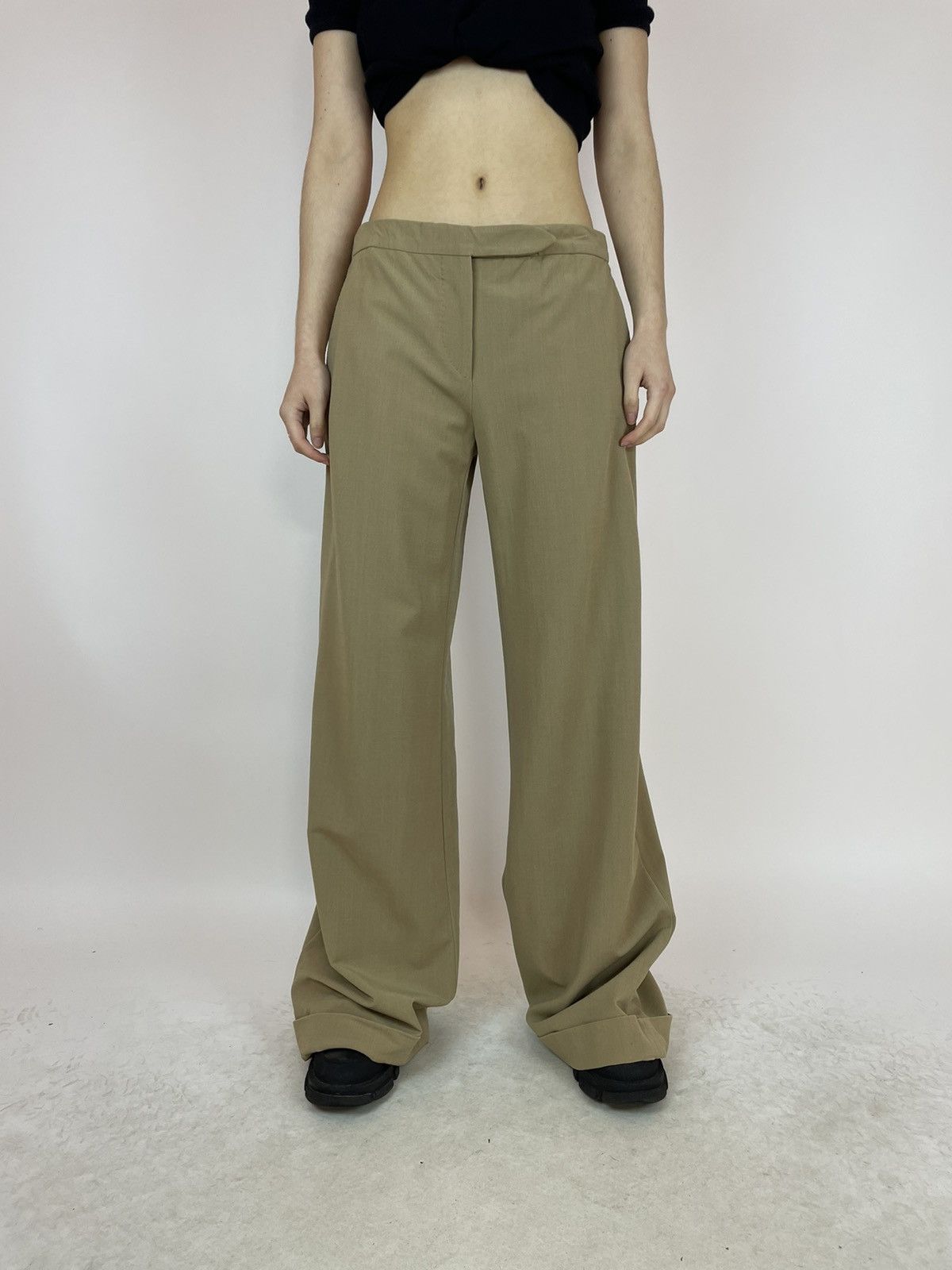 Other 6267 Womens wide legs Beige wool trousers made in Italy Size 32" / US 10 / IT 46 - 1 Thumbnail