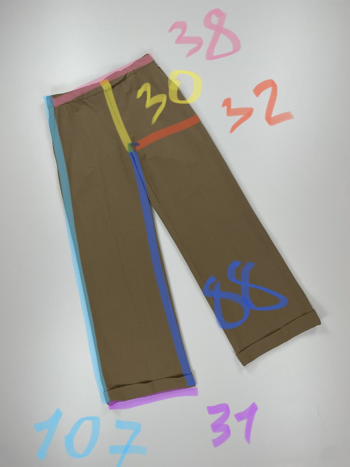 Other 6267 Womens wide legs Beige wool trousers made in Italy Size 32" / US 10 / IT 46 - 17 Thumbnail
