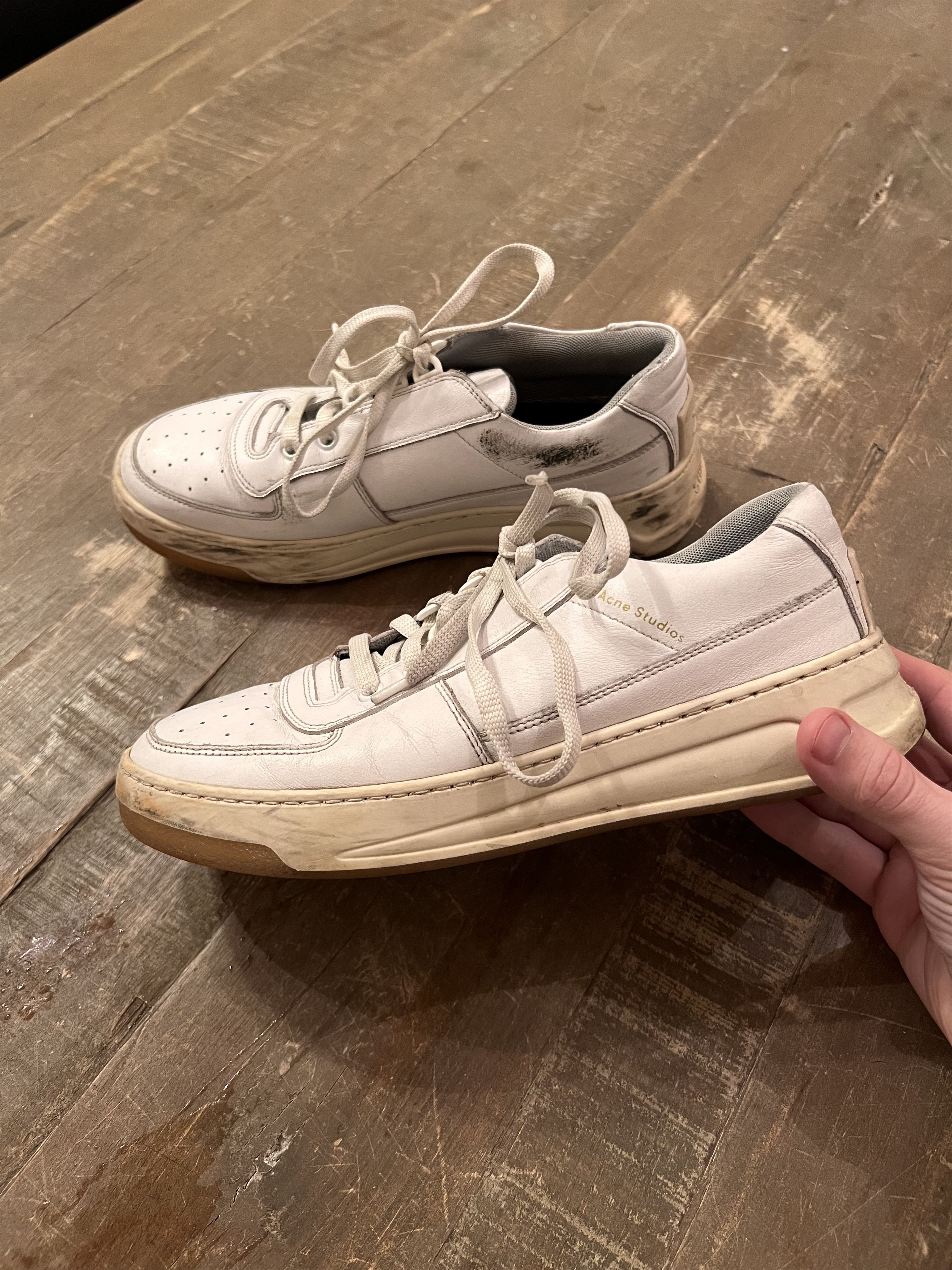 Acne Studios White Lace Leather Sneakers Size US 9 / IT 39 - 3 Thumbnail