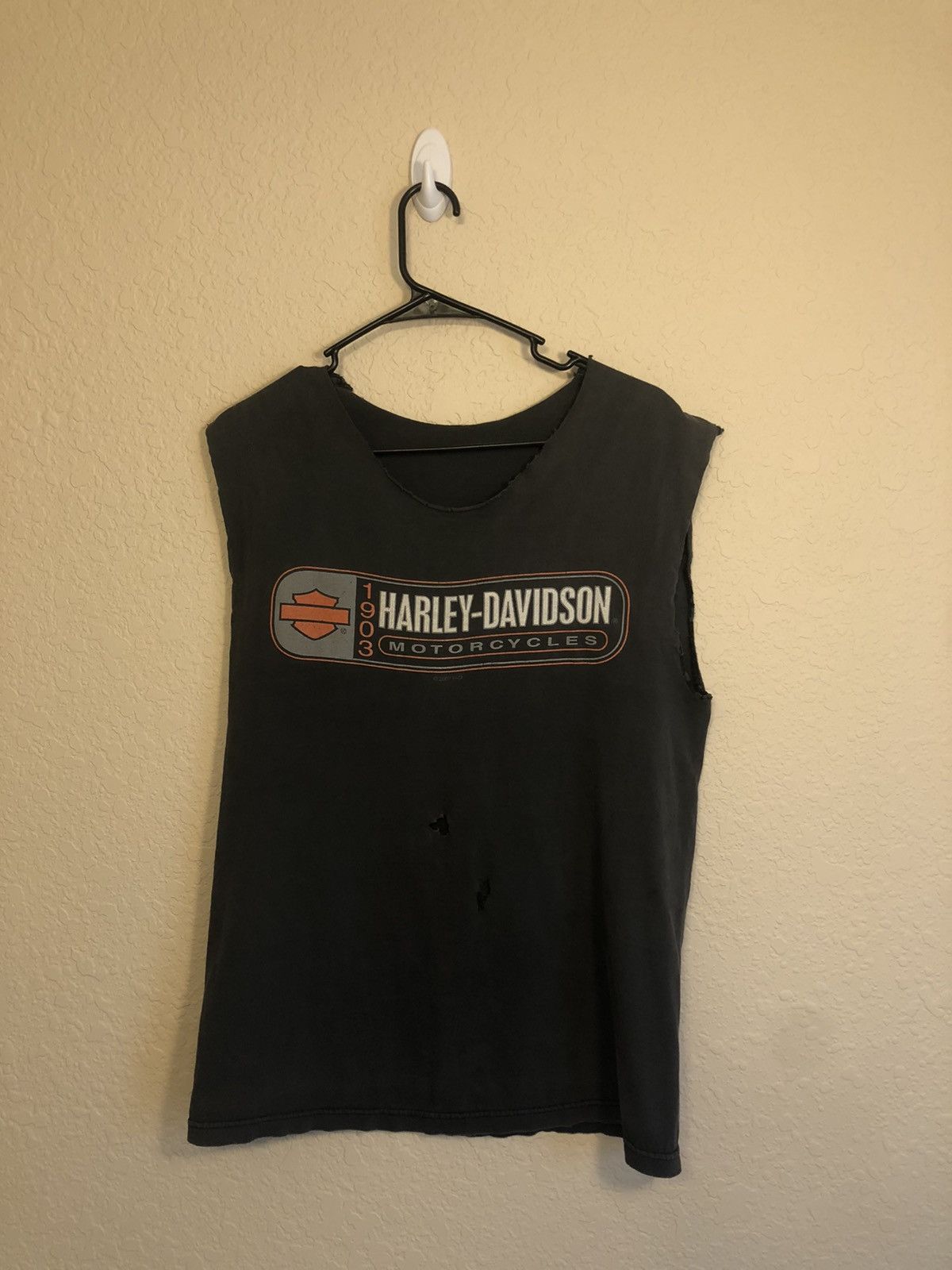 Harley Davidson Thrashed Sun Faded Cut Off Distressed Shirt Size US L / EU 52-54 / 3 - 3 Thumbnail