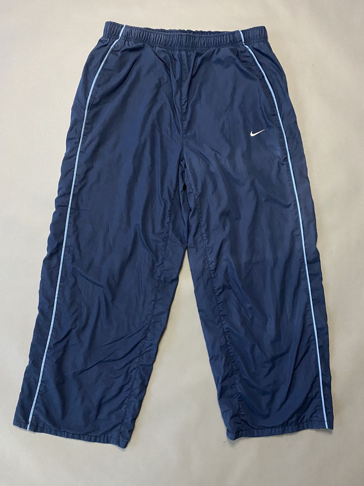 2000'S Nike Track Pants, Men's Size Small polyester navy blue type Vintage Second Hand