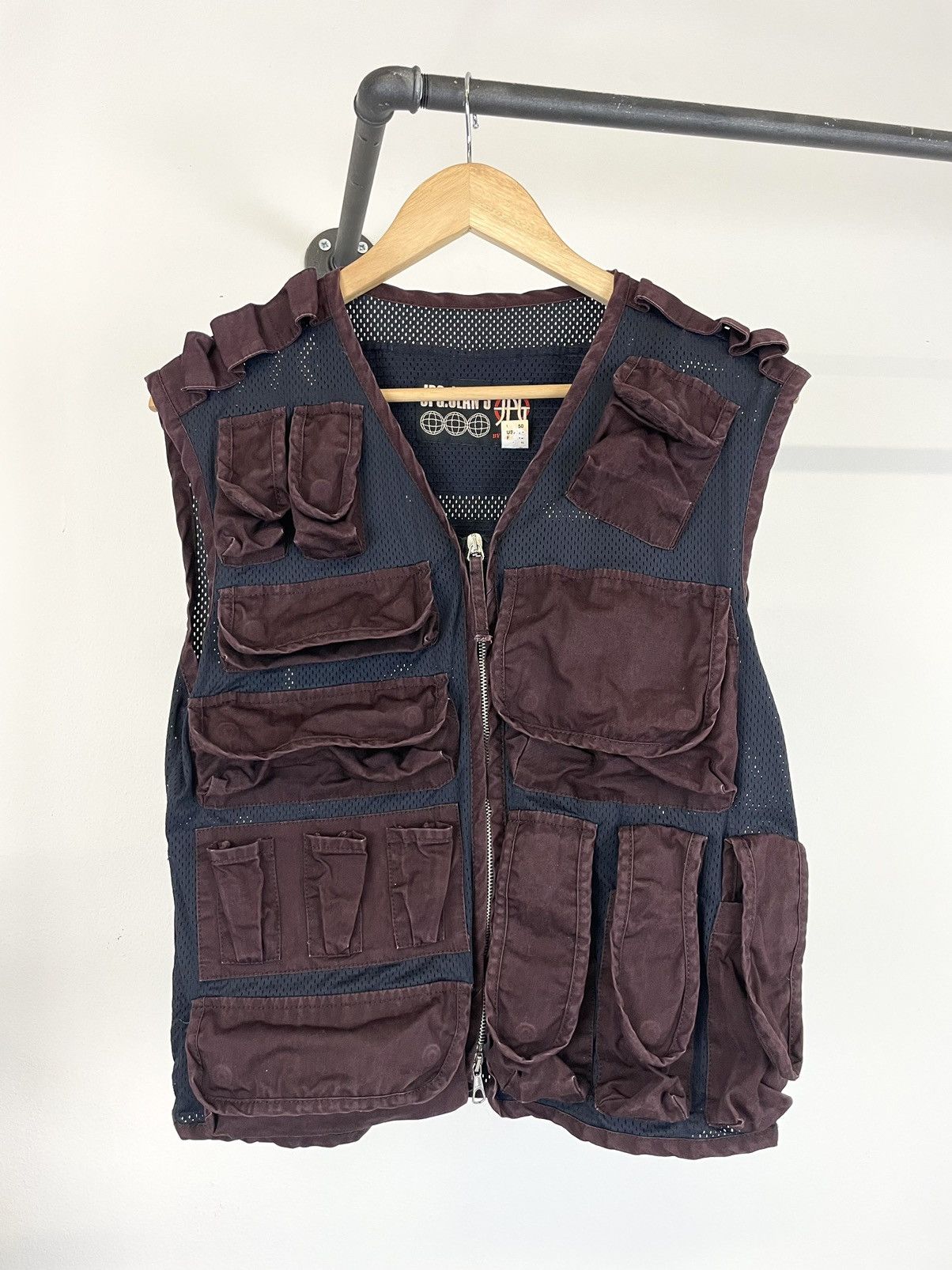 image of Jean Paul Gaultier 1990S Gaultier 29 Pockets Cargo Military Combat Vest Archive in Burgundy (Size M