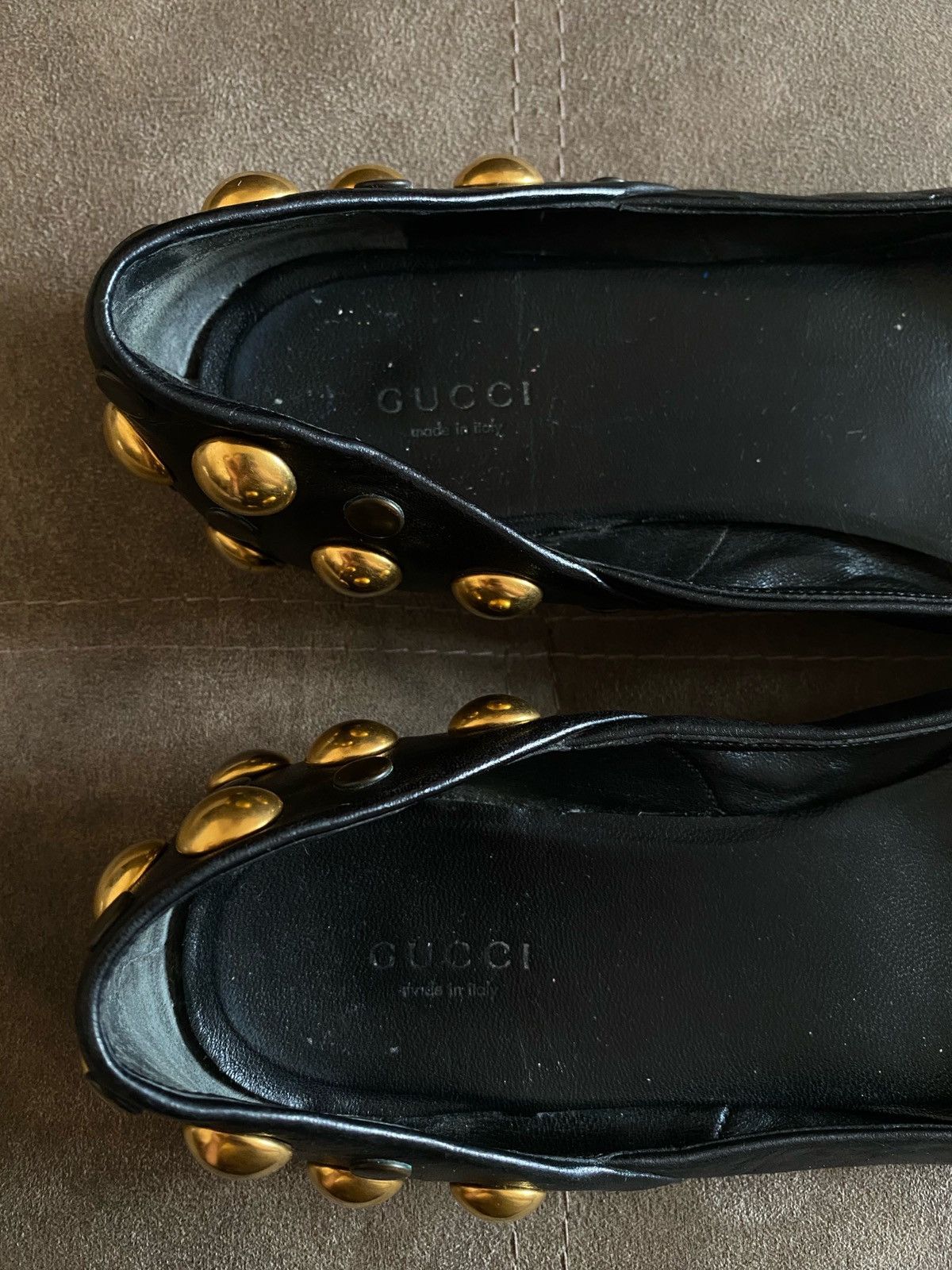 Gucci Leather Gucci Ballet Flats With Golden Studs Size US 9.5 / IT 39.5 - 8 Thumbnail