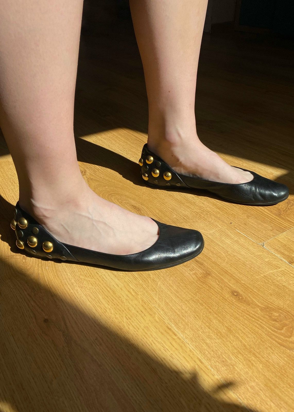 Gucci Leather Gucci Ballet Flats With Golden Studs Size US 9.5 / IT 39.5 - 2 Thumbnail