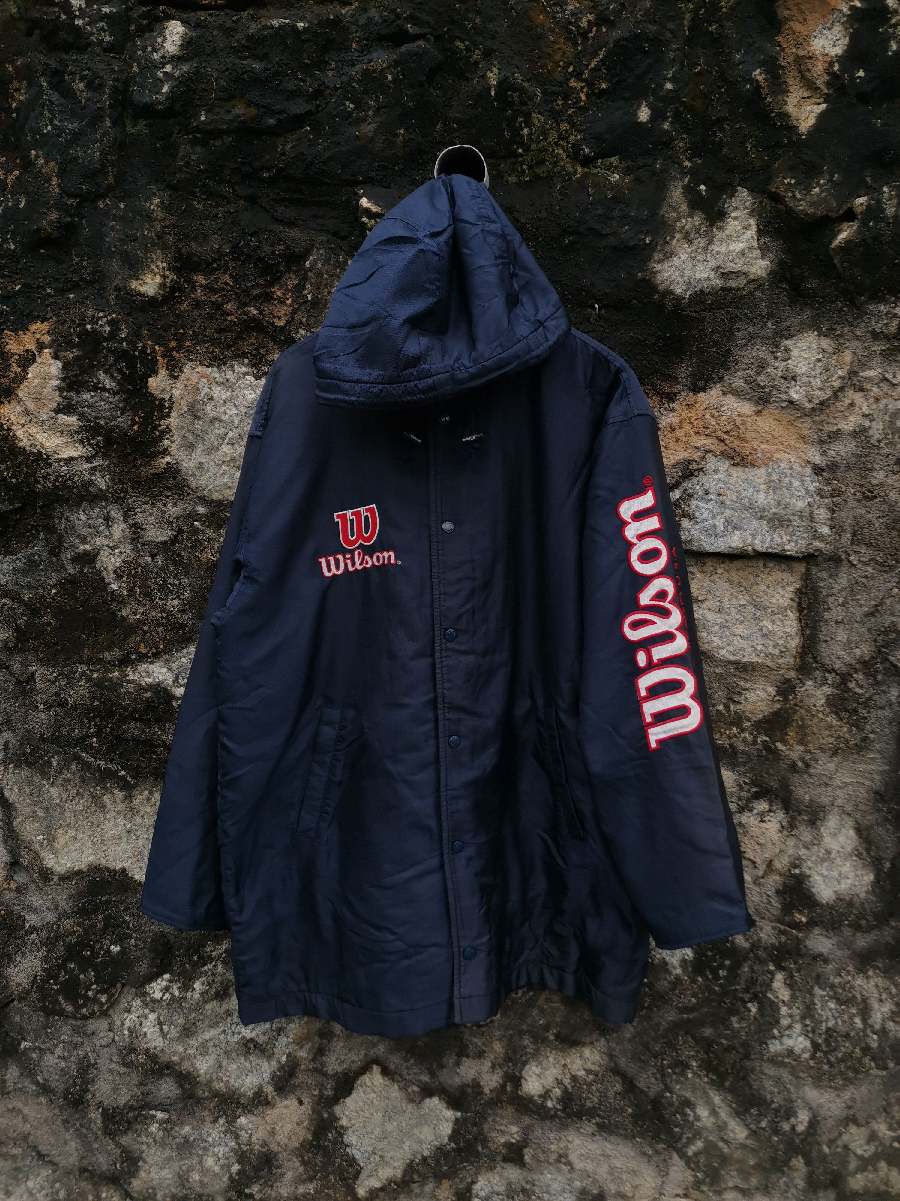 Japanese Brand Vintage 90s Wilson Hoodie Sherpa Long Jacket Size US L / EU 52-54 / 3 - 1 Thumbnail