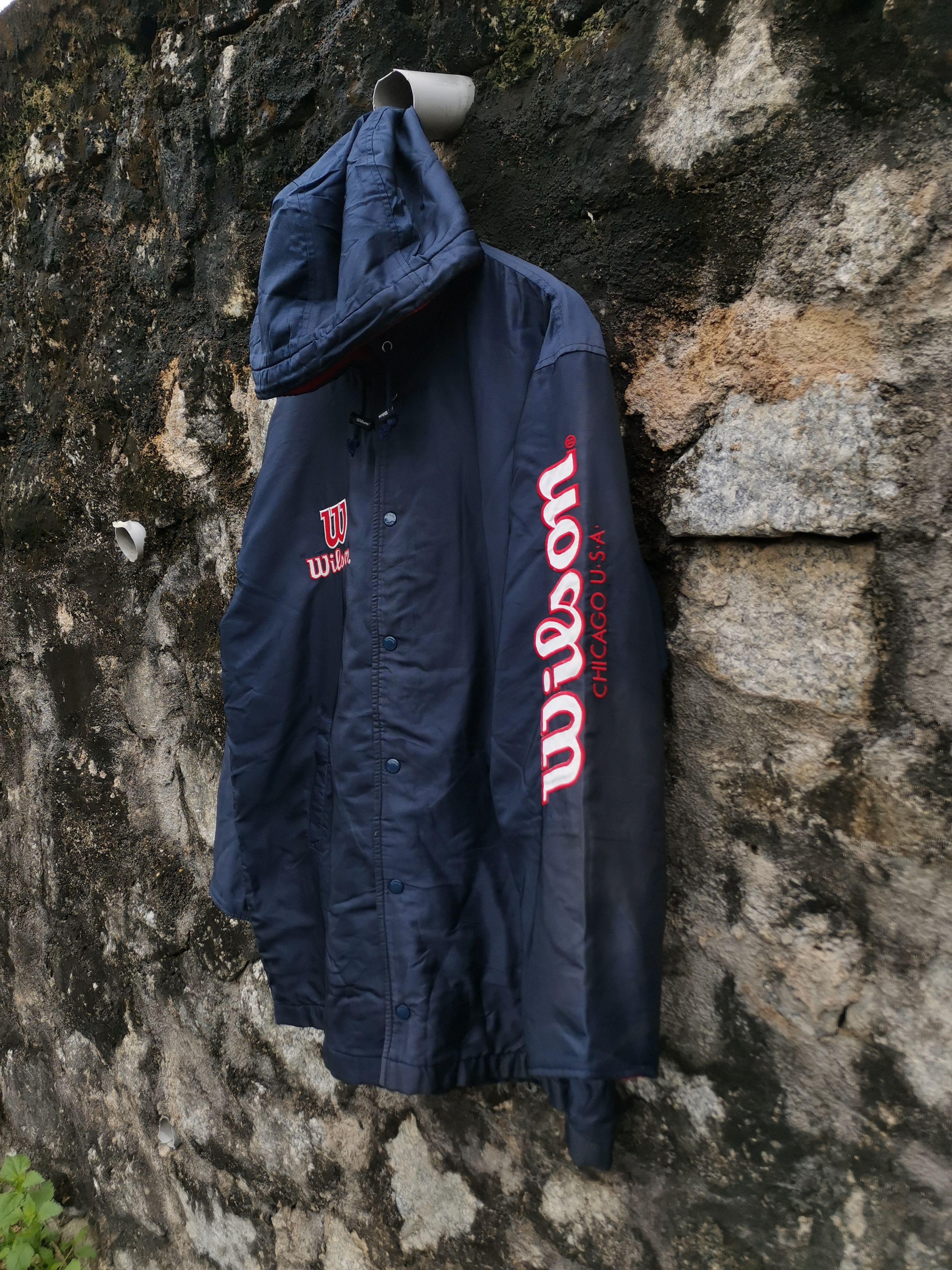Japanese Brand Vintage 90s Wilson Hoodie Sherpa Long Jacket Size US L / EU 52-54 / 3 - 2 Thumbnail