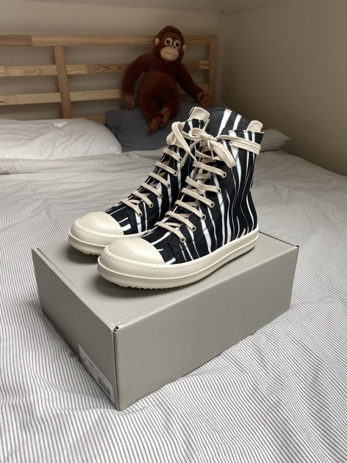 Pre-owned Rick Owens Ramones Zebra Black White Fw21 Gethsemane 41 Shoes