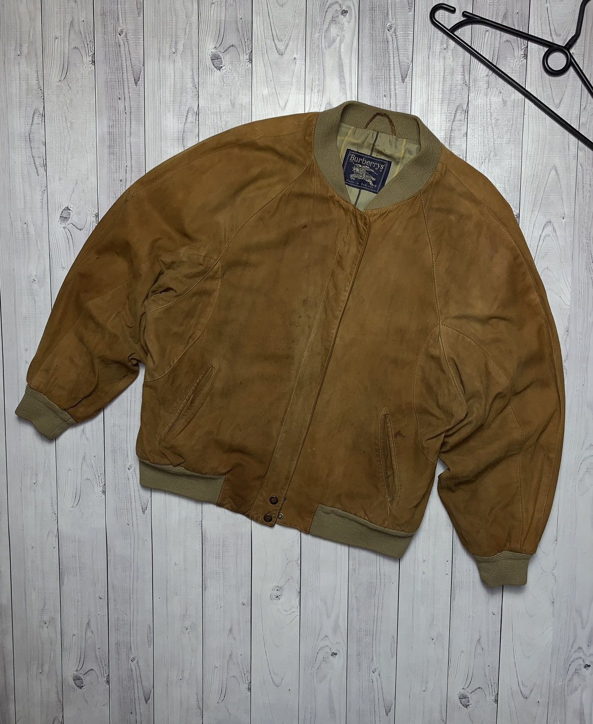 Vintage Burberry’s leather jacket size L rare distressed
