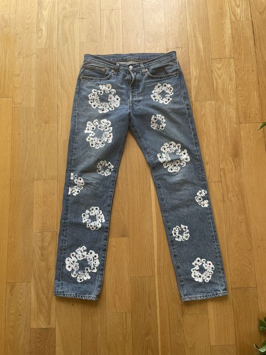 Denim Tears x Levi's 501 Cotton Rhinestone Wreath Jeans Indigo Men's - US