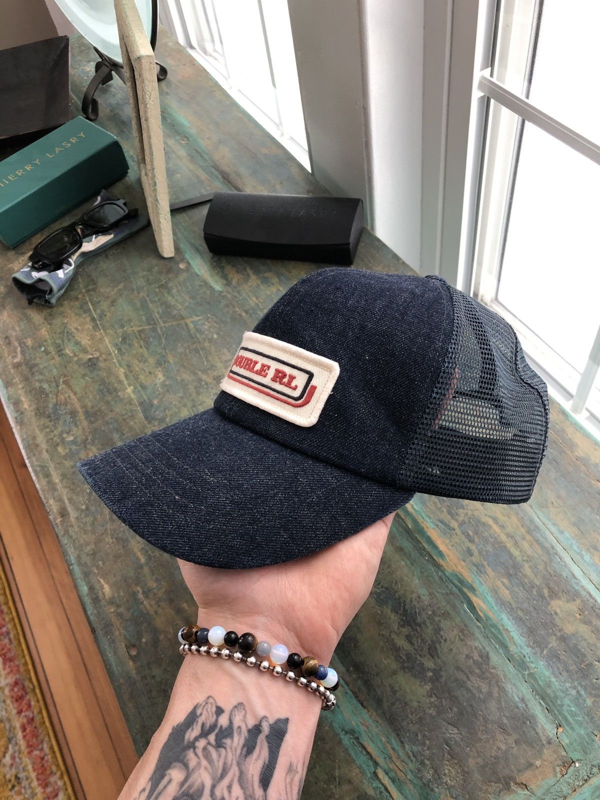 RRL ダブルアールエル Indigo Logo-Patch Denim Trucker Cap RRL Ralph Lauren RRL Indigo Logo-Patch Denim Trucker Cap