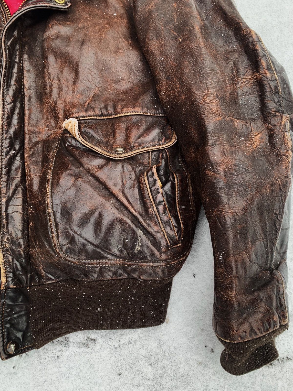 Schott Archive Schott NYC 60s very vintage leather jacket A-2 USAF Size US L / EU 52-54 / 3 - 13 Thumbnail