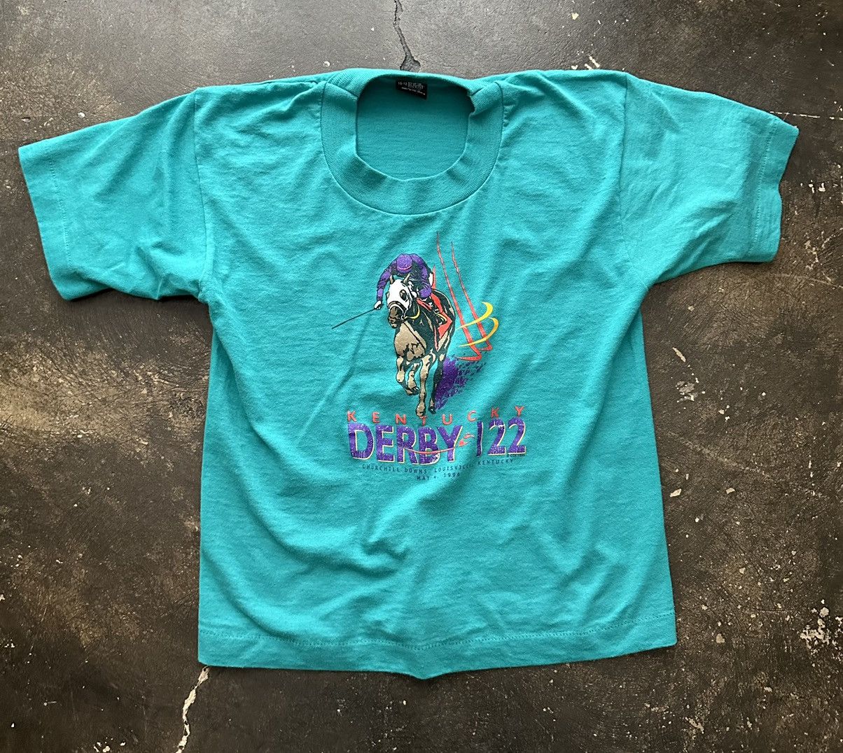 Vintage 1996 Kentucky Derby 122 FOTL Single Stitch Teal Tee Size XS / US 0-2 / IT 36-38 - 1 Preview
