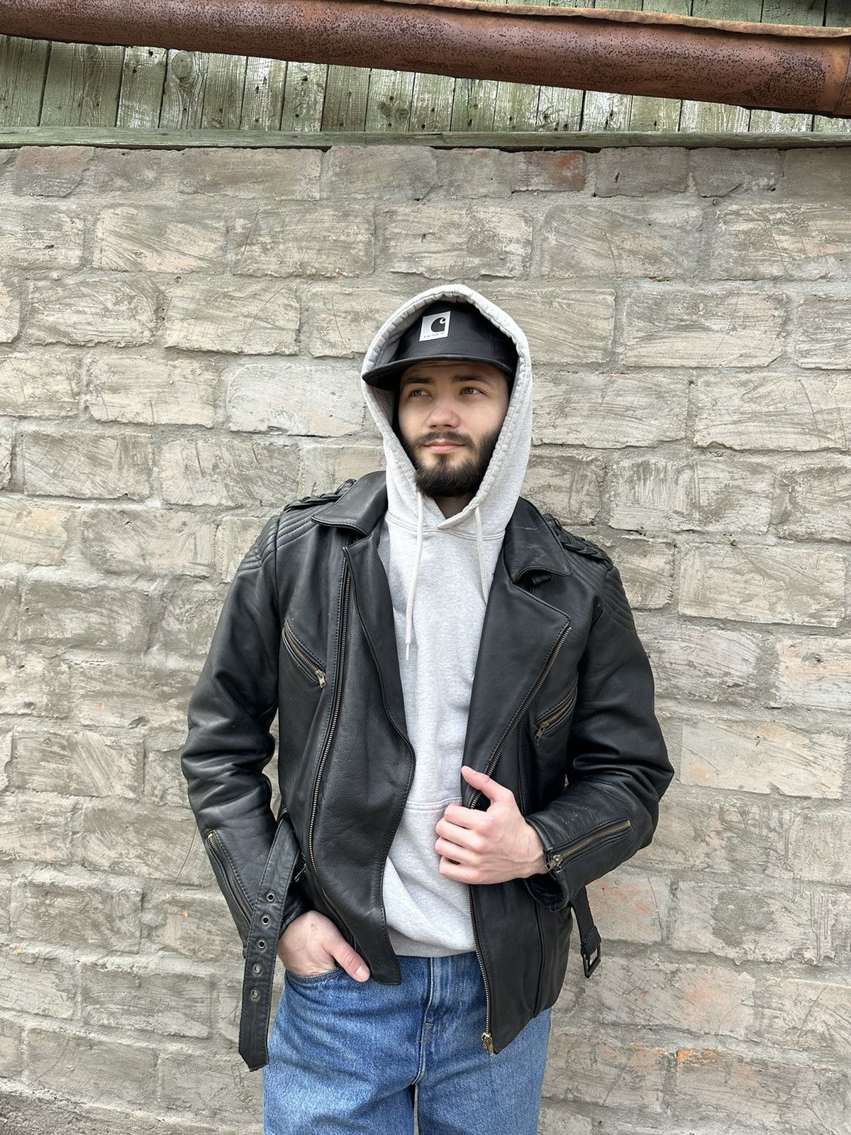 Vintage Vintage 90s Leather Biker Ramones Jacket Size US M / EU 48-50 / 2 - 2 Thumbnail