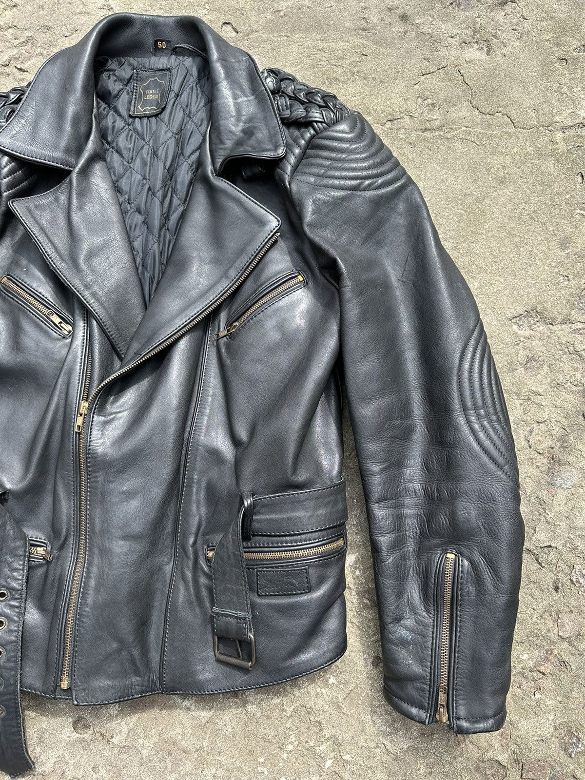 Vintage Vintage 90s Leather Biker Ramones Jacket Size US M / EU 48-50 / 2 - 9 Thumbnail