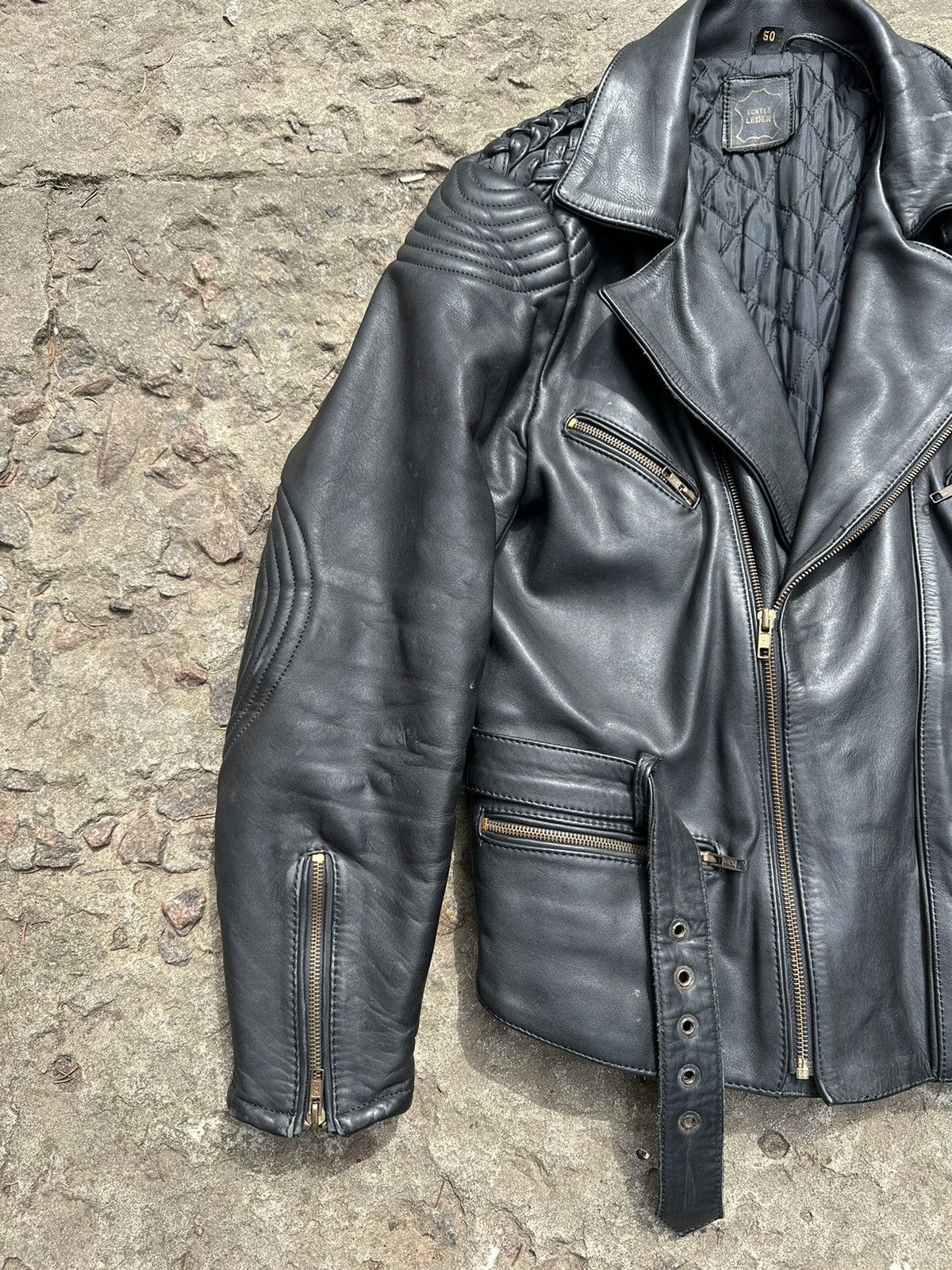 Vintage Vintage 90s Leather Biker Ramones Jacket Size US M / EU 48-50 / 2 - 8 Thumbnail