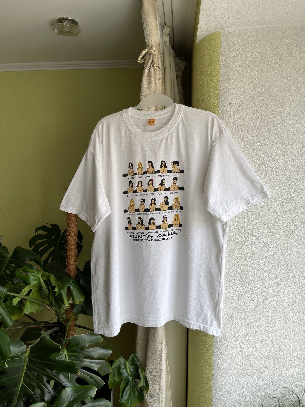 90'S parody erotic print T-shirt men's size L vintage unknown white type Vintage Second Hand