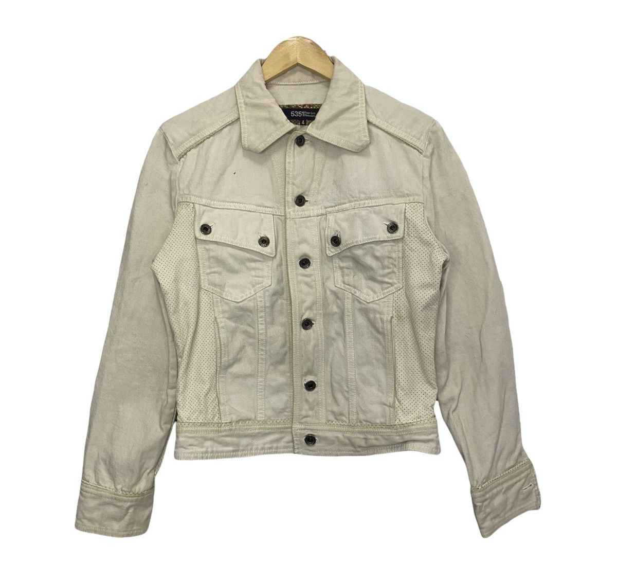 5351 POUR LES HOMMES × Japanese Brand 5351 Pour Homme Leather Sleeve Denim Jacket Size US S / EU 44-46 / 1 - 1 Thumbnail