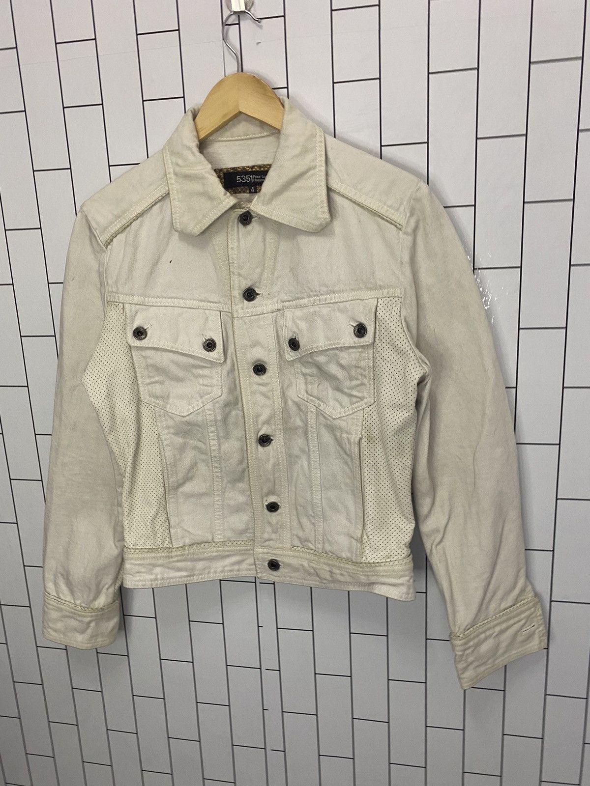 5351 POUR LES HOMMES × Japanese Brand 5351 Pour Homme Leather Sleeve Denim Jacket Size US S / EU 44-46 / 1 - 4 Thumbnail