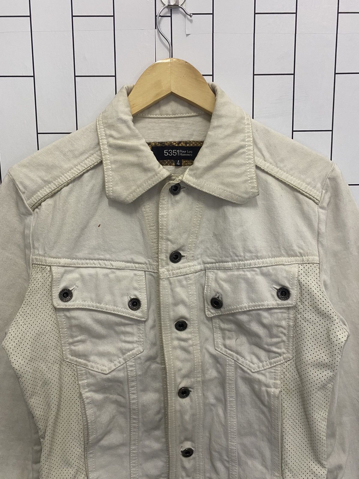 5351 POUR LES HOMMES × Japanese Brand 5351 Pour Homme Leather Sleeve Denim Jacket Size US S / EU 44-46 / 1 - 5 Thumbnail