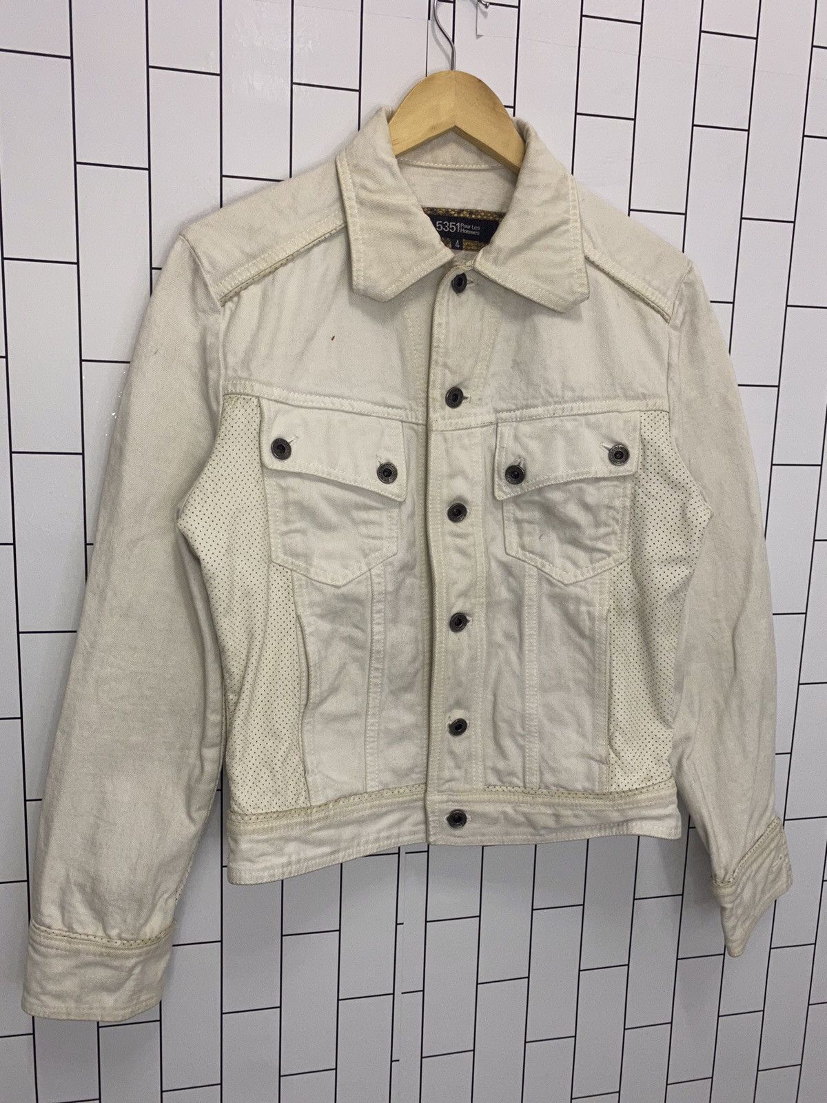 5351 POUR LES HOMMES × Japanese Brand 5351 Pour Homme Leather Sleeve Denim Jacket Size US S / EU 44-46 / 1 - 3 Thumbnail