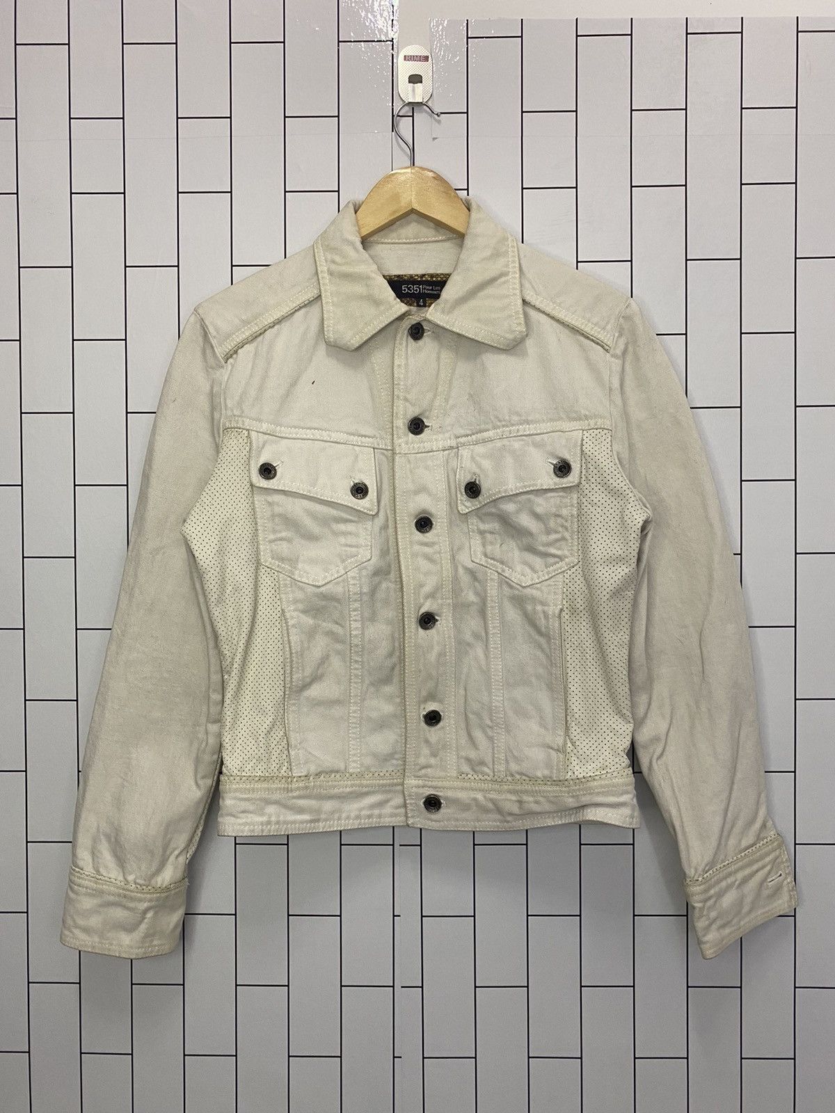 5351 POUR LES HOMMES × Japanese Brand 5351 Pour Homme Leather Sleeve Denim Jacket Size US S / EU 44-46 / 1 - 2 Thumbnail