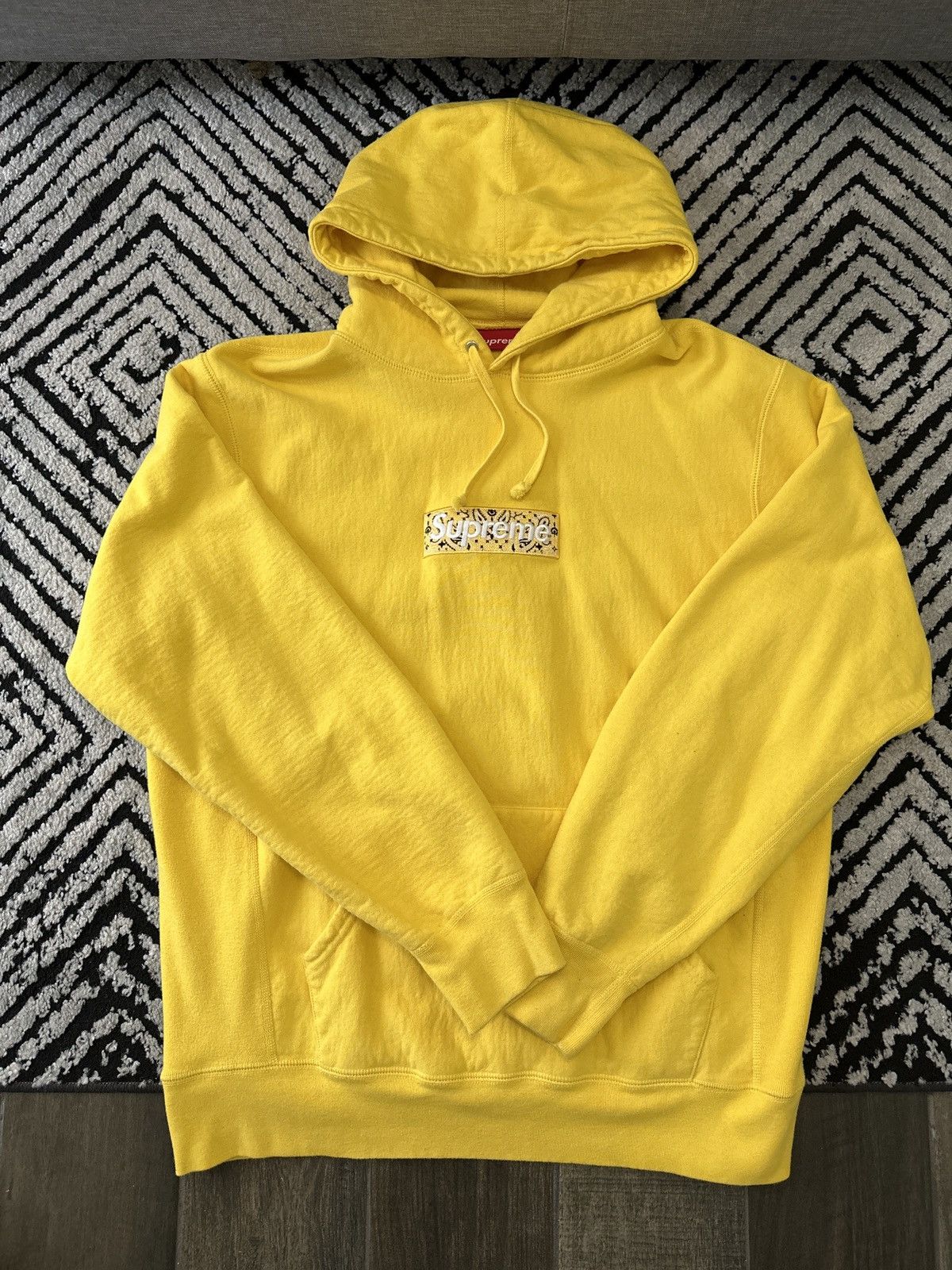 Supreme Supreme Bandana Box Logo Hooded Sweatshirt Yellow | Grailed