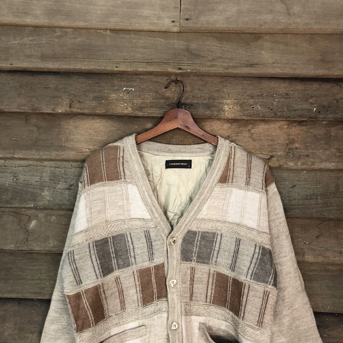 Lindbergh DL Lindbergh Brown checkered vintage knitwear Cardigan #H028 Size US M / EU 48-50 / 2 - 2 Thumbnail