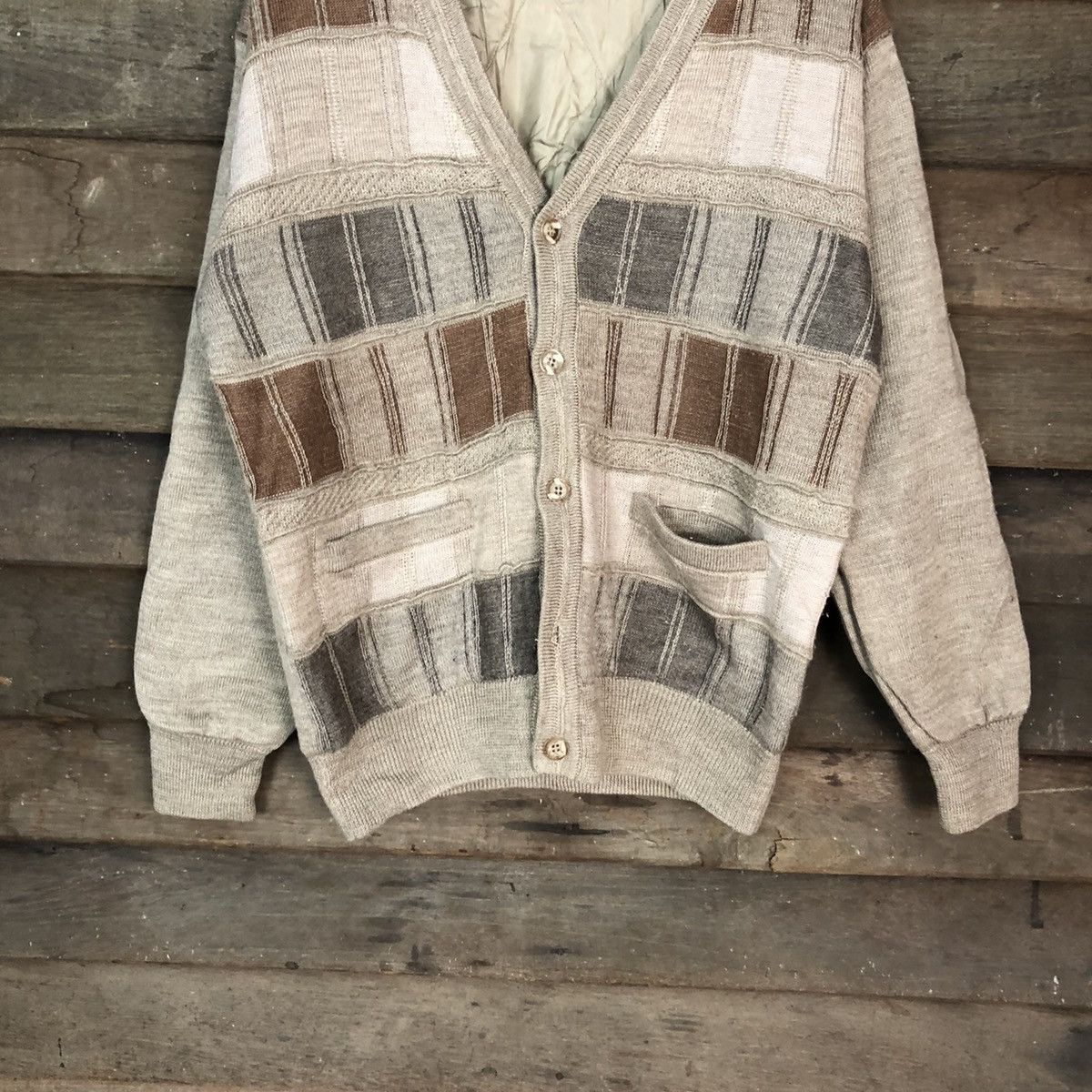 Lindbergh DL Lindbergh Brown checkered vintage knitwear Cardigan #H028 Size US M / EU 48-50 / 2 - 3 Thumbnail