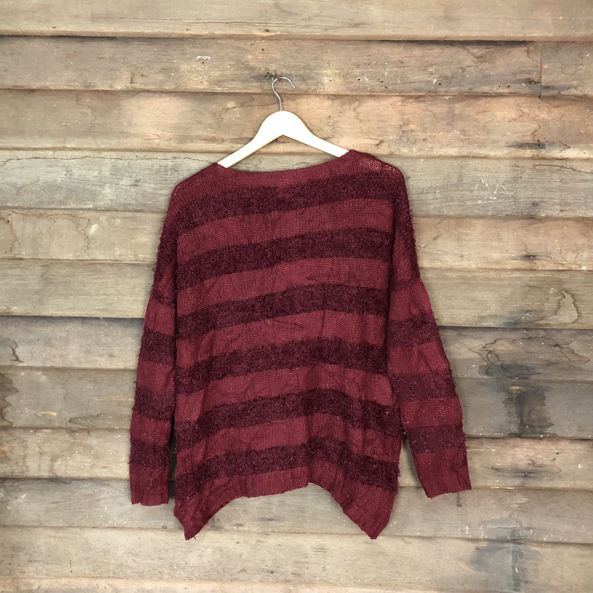 Japanese Brand DL Sorridere Maroon stripe Cardigan mohair like cobain #262 Size US M / EU 48-50 / 2 - 9 Thumbnail