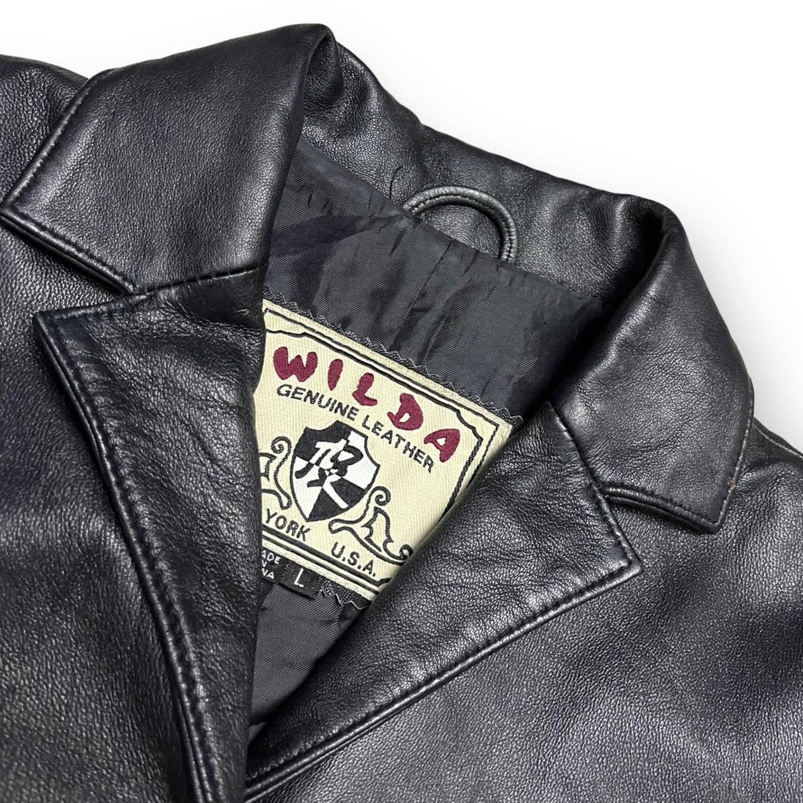 Vintage Vintage WILDA LEATHER 90s Luxury Designer Womens Jacket Size L / US 10 / IT 46 - 2 Thumbnail